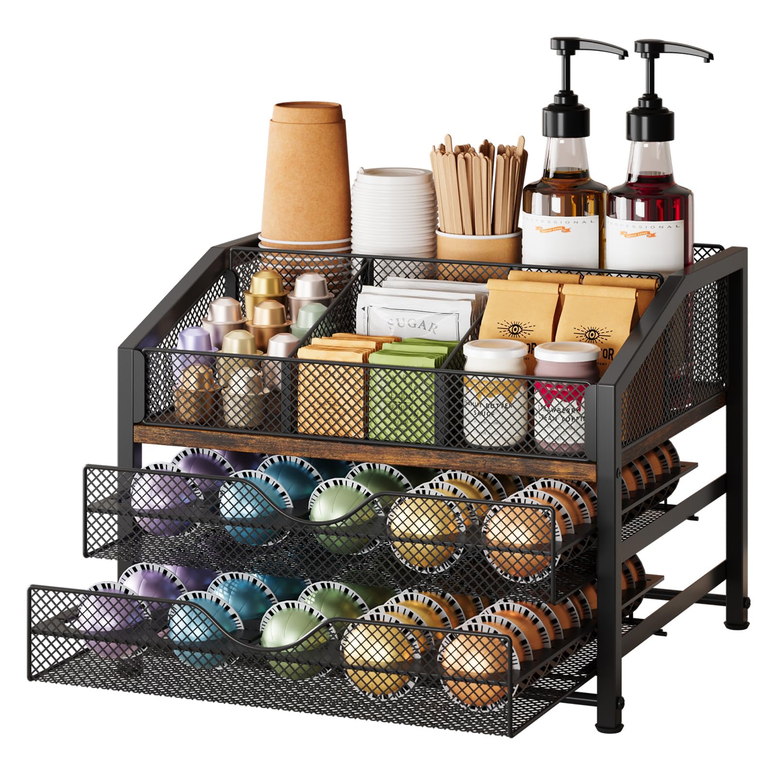 Homsorout Nespresso Pods Holder, 2 Tier Holds 56 Small/28 Large Capsule