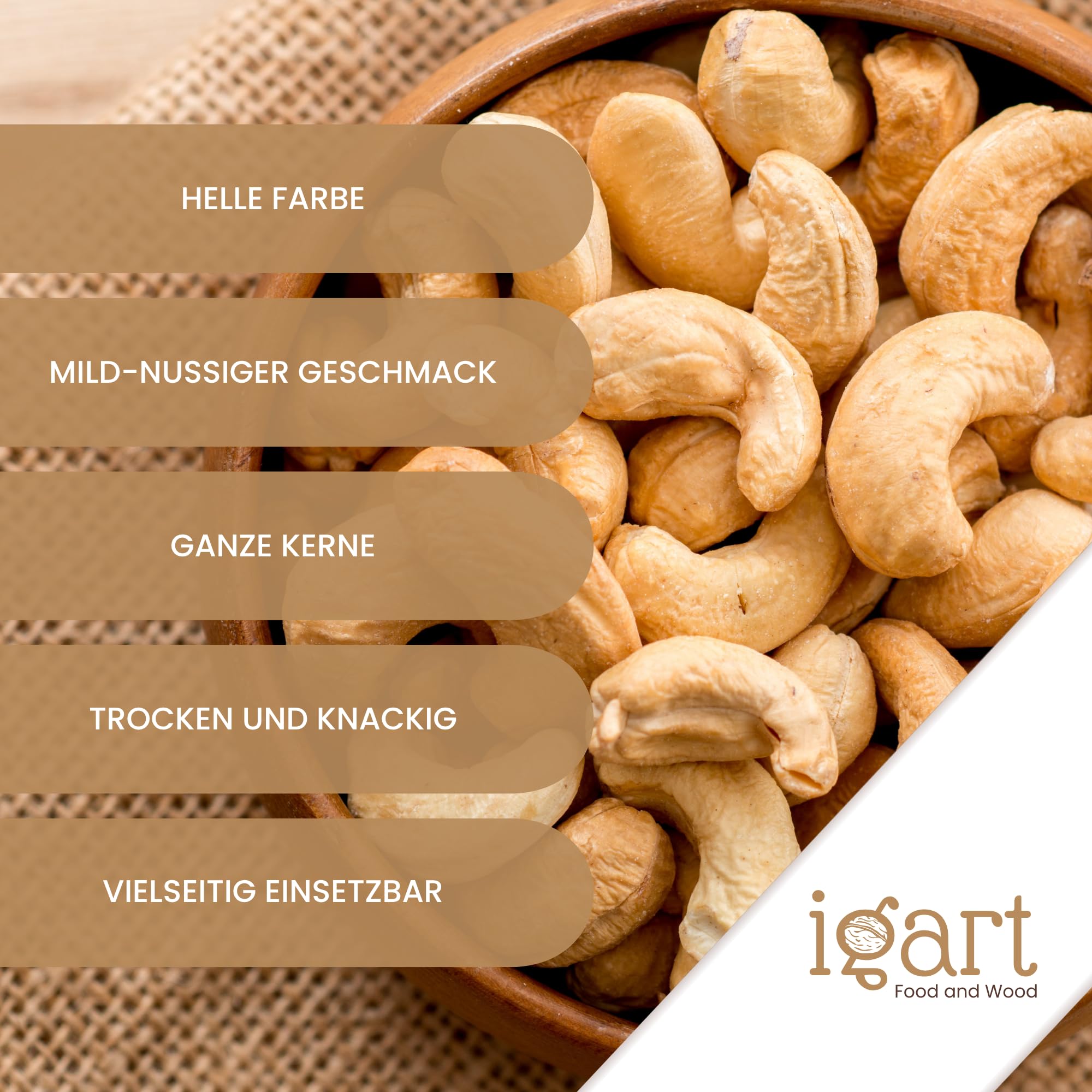 Noci di Anacardio 5kg, Naturali, Fonte ricca di vitamine C, E, K, B, Noci di anacardio gustose, Vegano, Qualità 1A