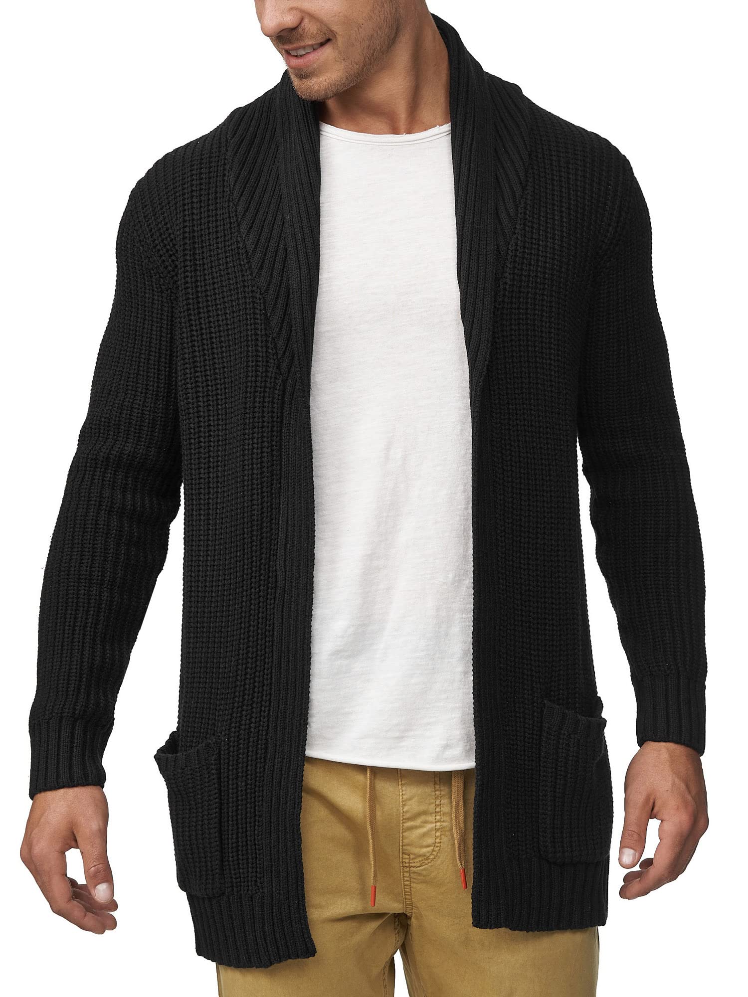 Indicode Uomini Anaheim Cardigan | Maglia Aperta con 2 Tasche Applicate