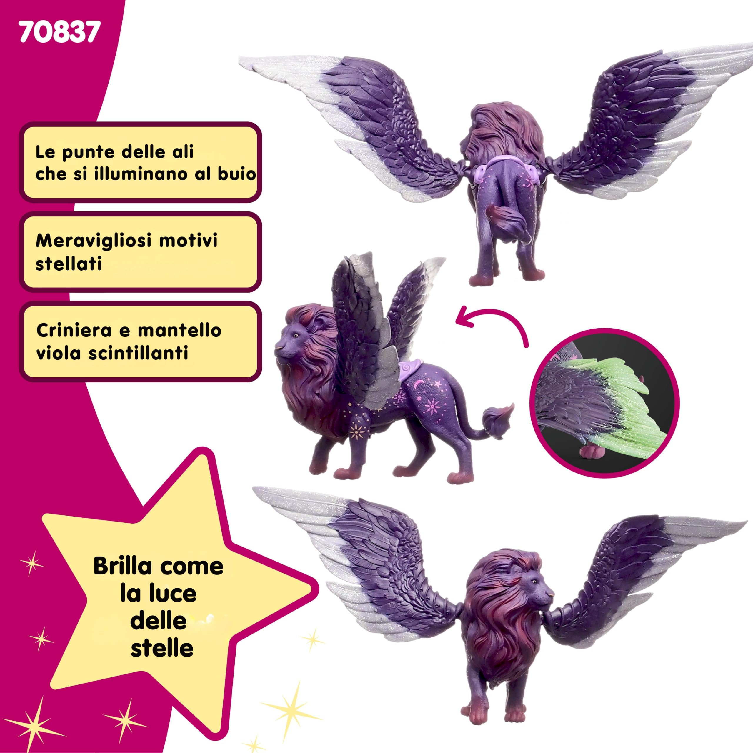 SCHLEICH BAYALA | Leone lunare 70837 | figura con ali mobili che si illuminano al buio e magnete | splendide figure da collezione | personaggio da gioco da 5 anni | 28 x 14 x 13 cm
