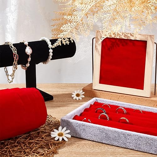 Miniatura 5 de BENECREAT Lámina de terciopelo autoadhesiva de 15.8 x 78 pulgadas, forro de cajón de terciopelo suave rojo para cajones de joyas, tela artesanal,