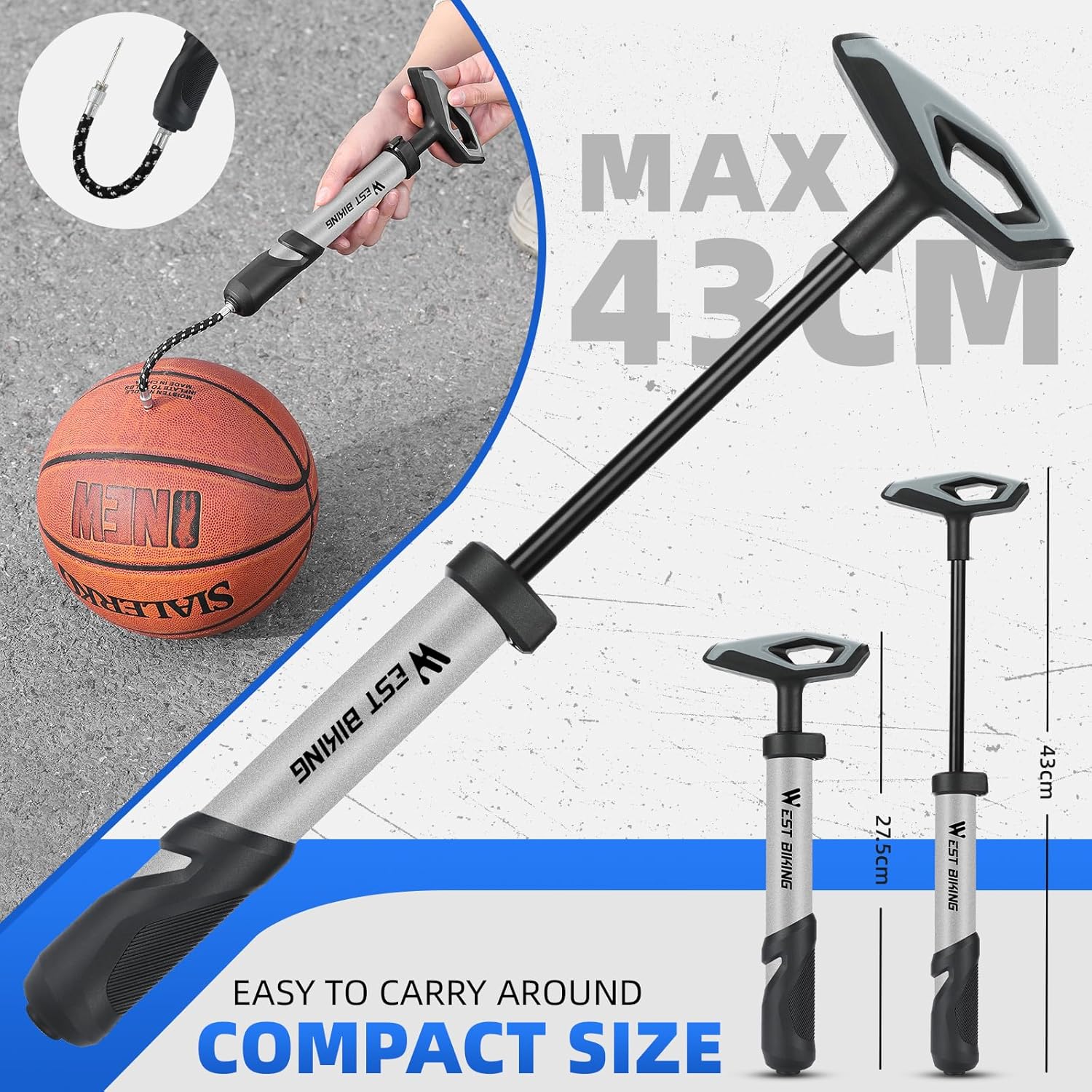 Ball Pump With Needle, Portable Football Inflator Pump Come With Hose,Inflation Pump for Soccer, Basketball, Rugby, Balloons, Swimming Laps 3 81Osv4tY70L. AC SL1500