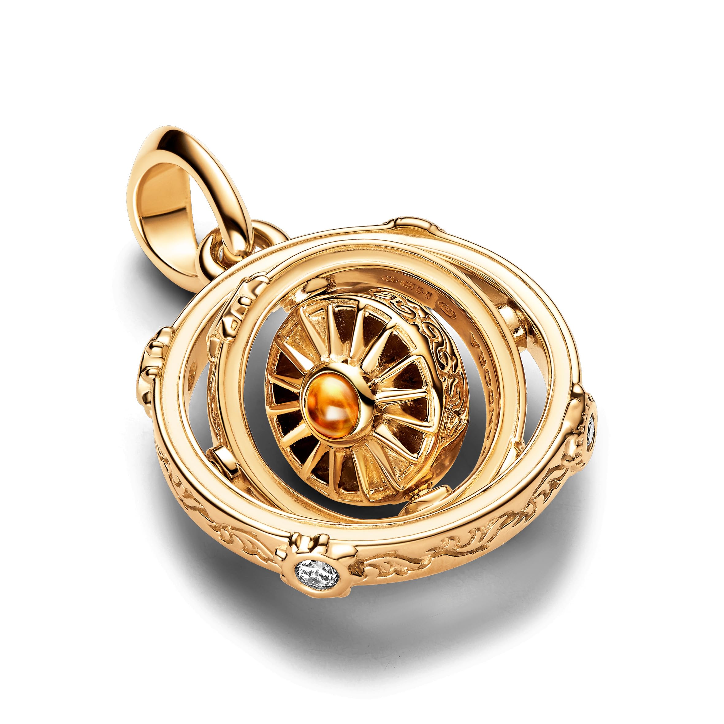 PANDORA X Game of Thrones Drehendes Astrolabe Charm-Anhänger aus Sterling Silber mit 14 Karat vergoldete Metalllegierung, Kompatibel Moments Armbändern, 762971C01
