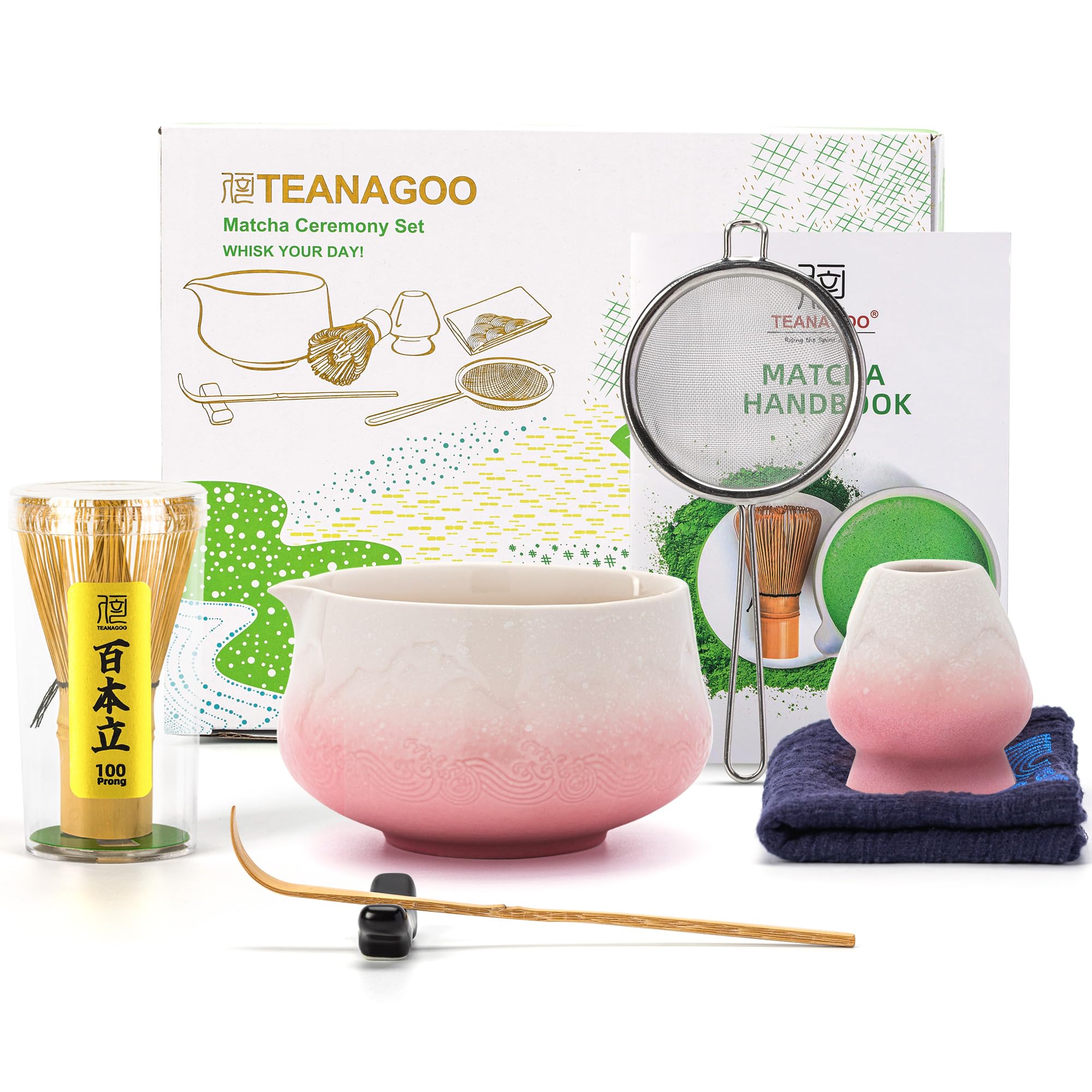 TEANAGOO 7 Pcs Matcha Set, Pink Matcha Kit
