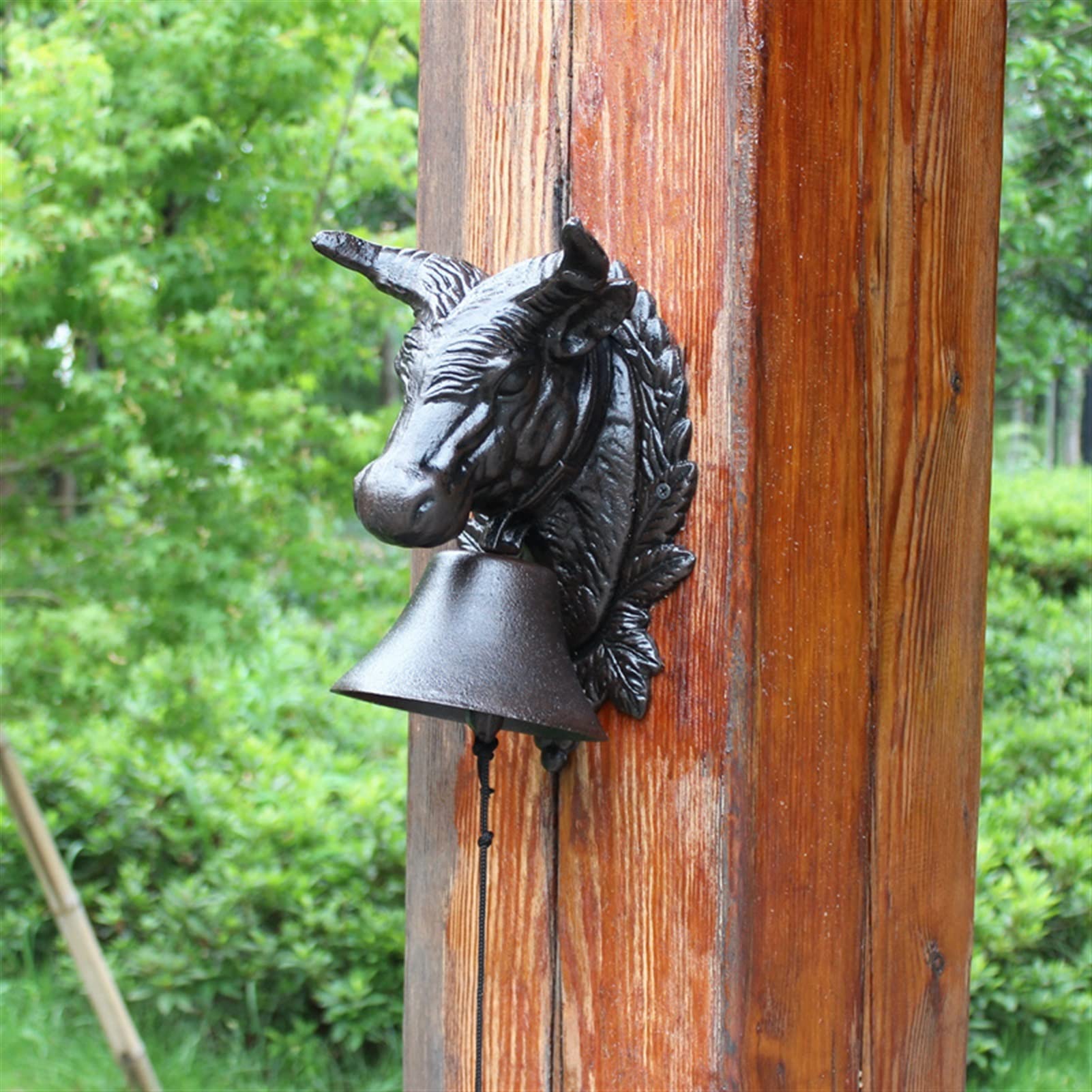 doorbell, Wall Hanging Doorbell Retro Large Bull Head Cast Iron Bell with Hand Cranking