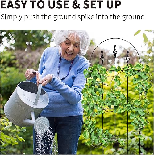 Miniatura 6 de Enrejado de 48 pulgadas de alto x 16 pulgadas de ancho, enrejado de metal negro resistente para plantas trepadoras al aire libre, estructuras de