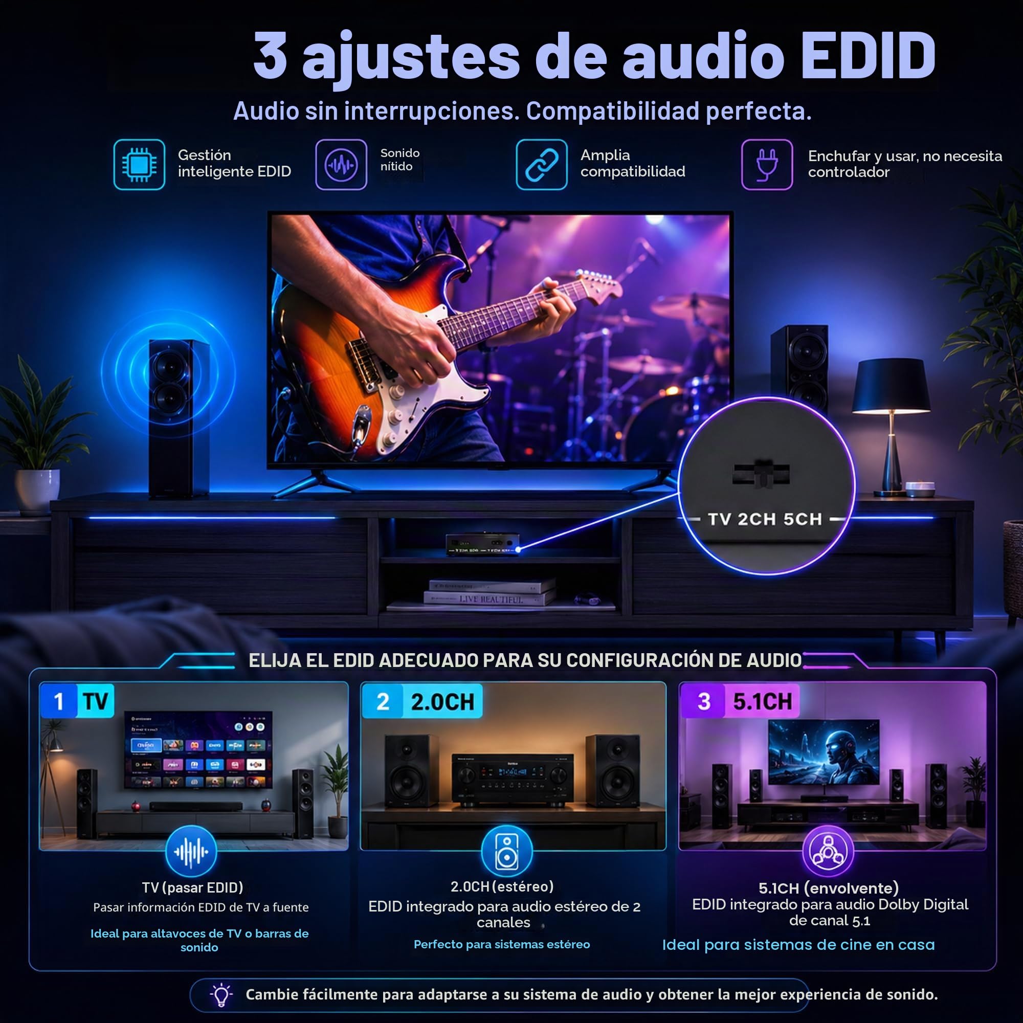 J-Tech Digital Extractor de audio HDMI 4K 60Hz y soporte ARC, HDMI a RCA óptico compatible con Dolby Digital DTS estéreo para consolas de juegos Blu-Ray (JTECH-AE4KA)