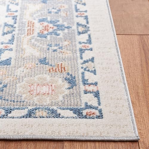 Miniatura 5 de Safavieh Bayside Collection - Alfombra de área de 9 x 12 pies, color beige y azul, diseño oriental, no desprende pelusa y de fácil cuidado, lavable