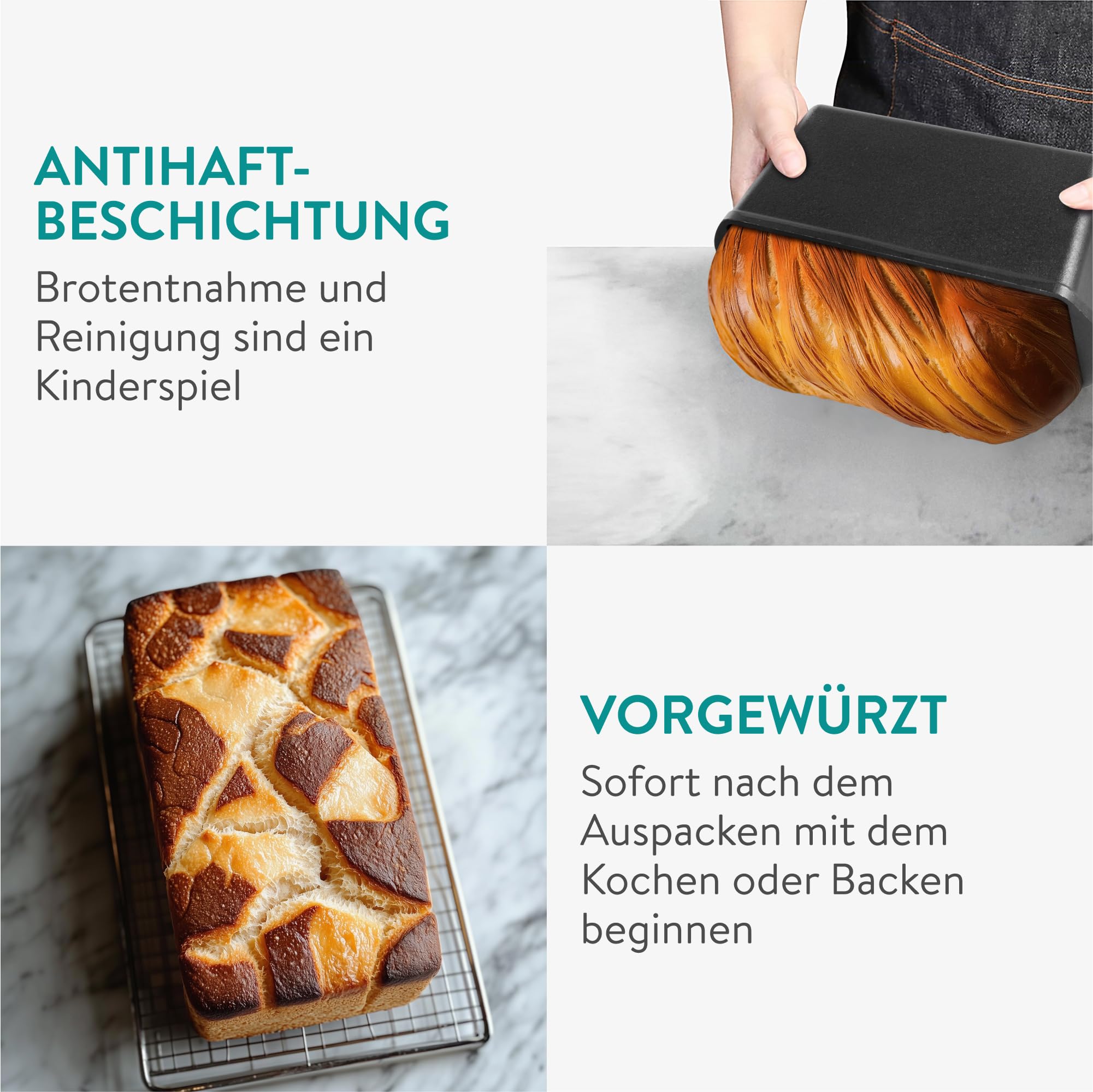 Navaris Gusseisen Brotbackform 34 x 13cm - Brotbacktopf - Emailliert, Brottopf - Gusseisen Topf Brot backen, Brot Backen Zubehör, Toastbrot Backform, Brotform, Für Braten, Backen