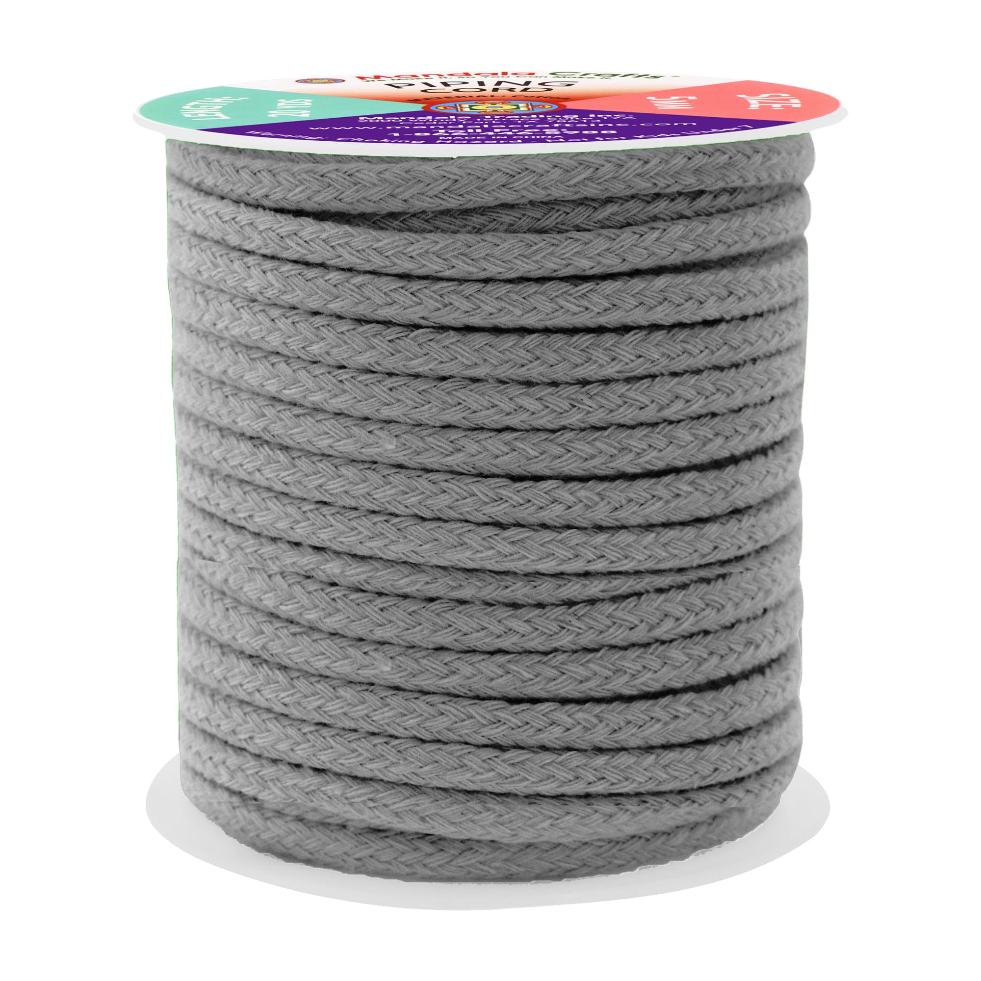 Mandala Crafts Gray Soft Replacement Drawstring Cords for Sweatpants Bags - Piping Cord for Sewing Upholstery - 20 Yds 5mm Cotton Cording Macrame Rope
