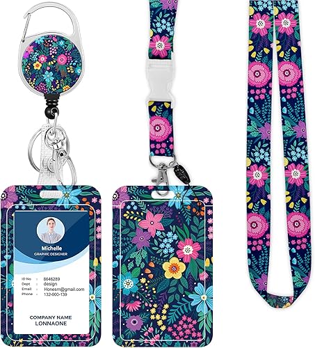 Cordón con soporte para insignia, carrete retráctil con correa desmontable para el cuello y soporte vertical de identificación para enfermeras,