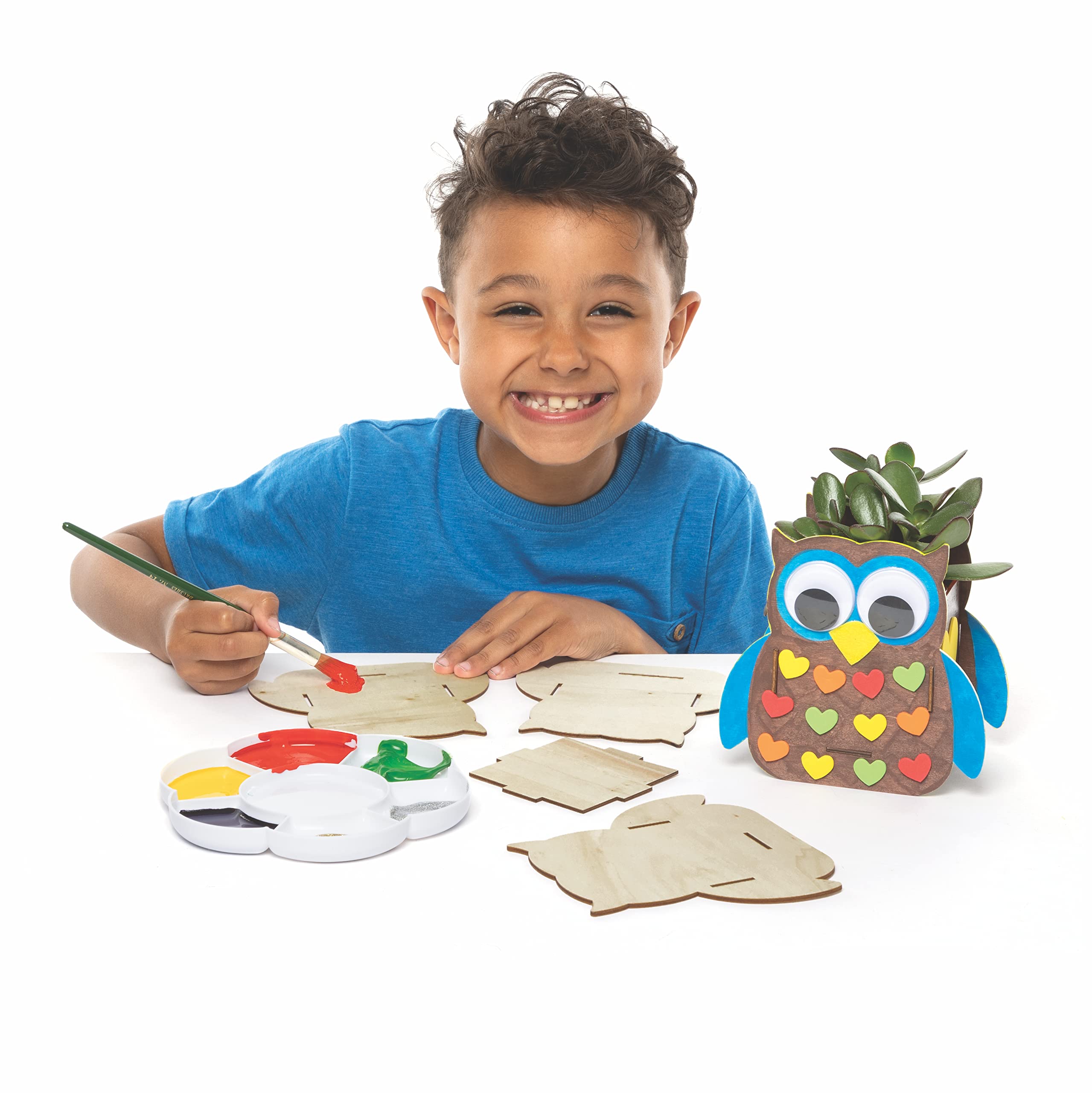Baker Ross FE521 Hoge Houten Bloempot Knutselset - Pakket van 3, Maak je eigen Bloempot, Plantpotten voor Kinderen om te Versieren, Creatieve Activiteiten voor Kinderen