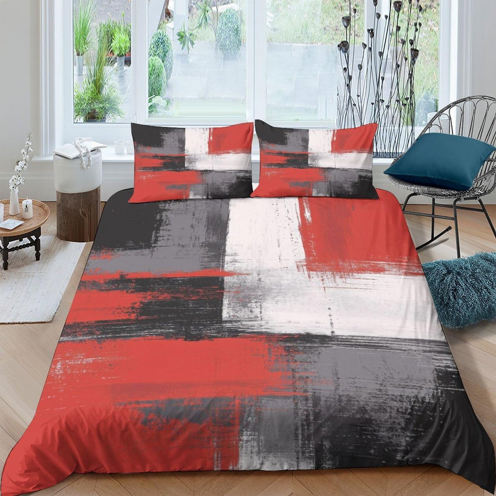 Ctjqhvkz Style-2 3D Printed Geometric Brushstroke Fitted Sheet Microfiber Soft Breathable Abstract Color Block Mattress Cover For Bedroom Guestroom Decor Single（135X200cm）