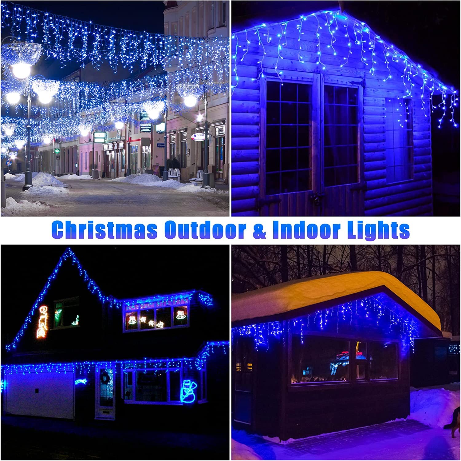 KINGCOO Solar Lichtervorhang Außen, Wasserdicht LED Eisregen Vorhang Solar Lichterketten Fernbedienung 8 Modi Innen Weihnachtsbeleuchtung Aussen für Garten Balkon Hochzeit Wanddekorationen (10M-Blau)