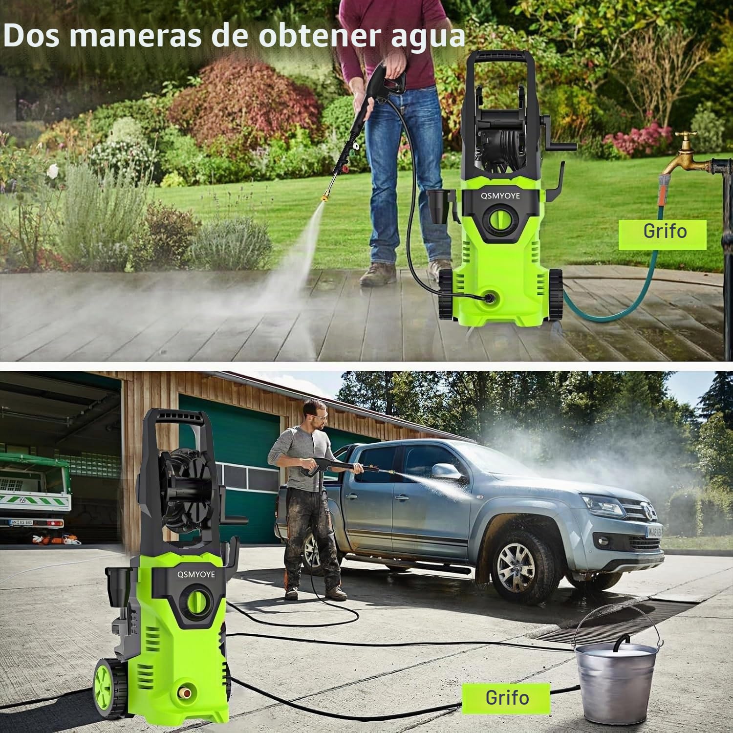 Hidrolimpiadora de Alta Presion, 2200W 150Bar Presión de Trabajo, Caudal 540L/H con Boquilla Ajustable, Hidrolimpiadora Profesional para Coches, Vallas, Patios | Manguera de 10 m Incluida