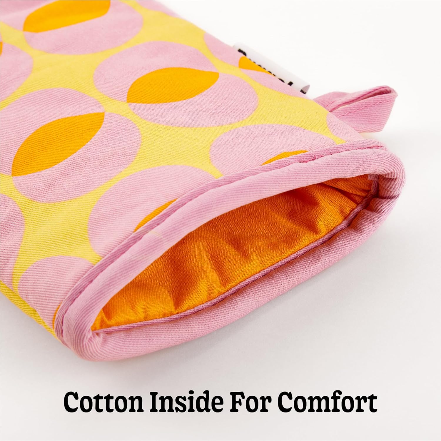 Non-Slip Cotton Kitchen Oven Mitt Set, Modern and Cute Kitchen Mittens with Non-Slip Silicone Grips and Hanging Loops, 2 Piece, 12" x 5.5" (Sunrise Sorbet)