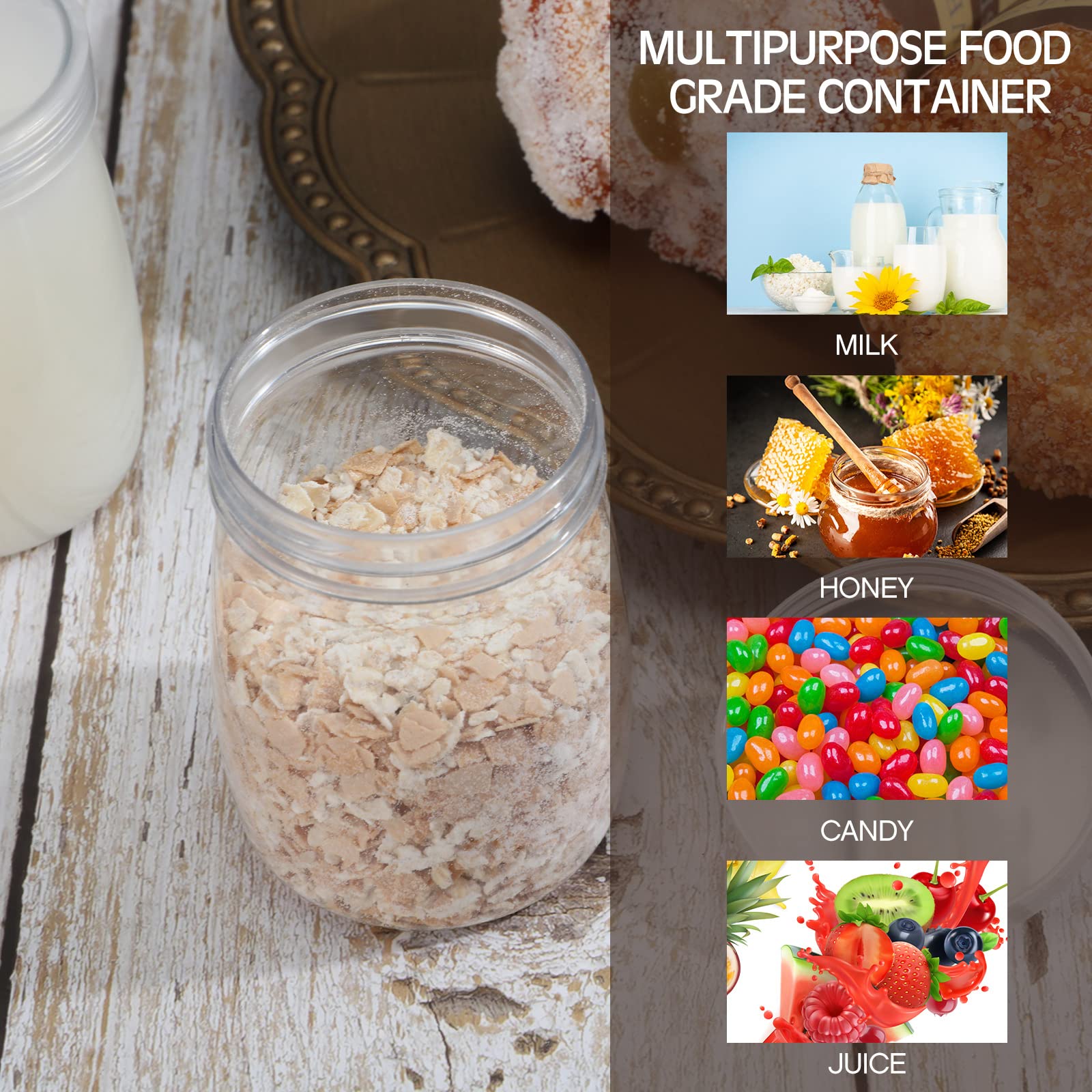 5.5 oz Plastic Yogurt Container with Twist Top Lids Reusable Pudding Jars Ideal for Honey Wedding Favors Shower Favors (60 Pieces)