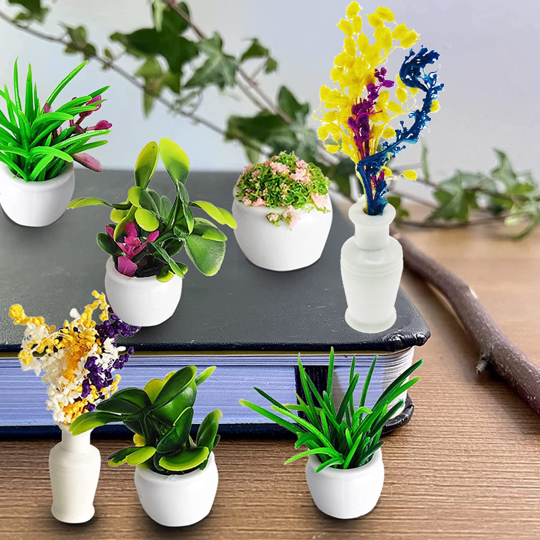 11 Mini Plantes Artificielles Pour Maison De Poupée - ABS, Vert - Décoration Miniature, Jardin Féerique, Bonsaï