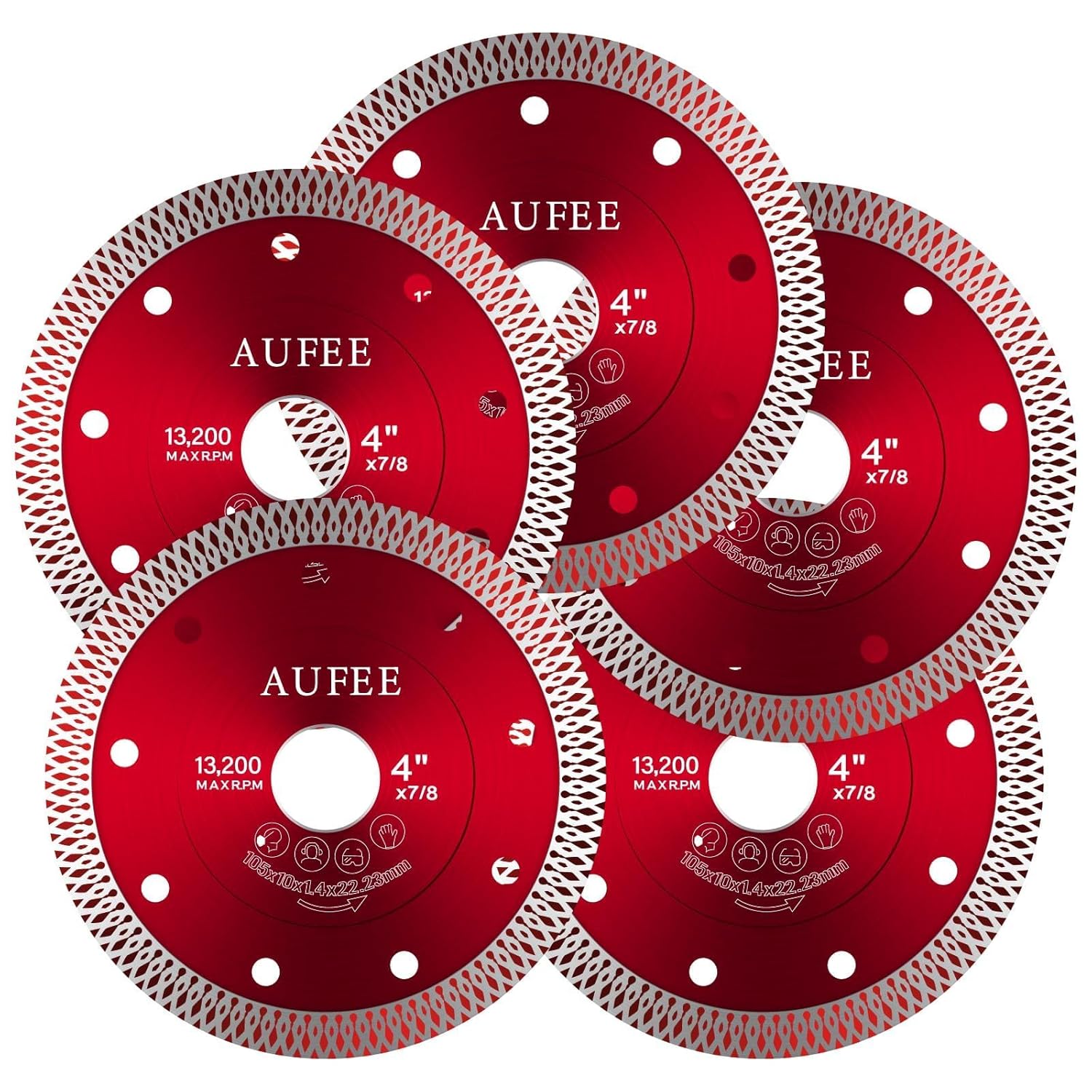 5 Pcs 4 1/2 inch Ultra-Thin Tile Cutter Diamond Saw Blades, Glass Grinding & Cutting disc, Professional Tools for Angle Grinder, Wood, Metal, Porcelain, Ceramic, Granite, Marble, 7/8" Inner Diameter