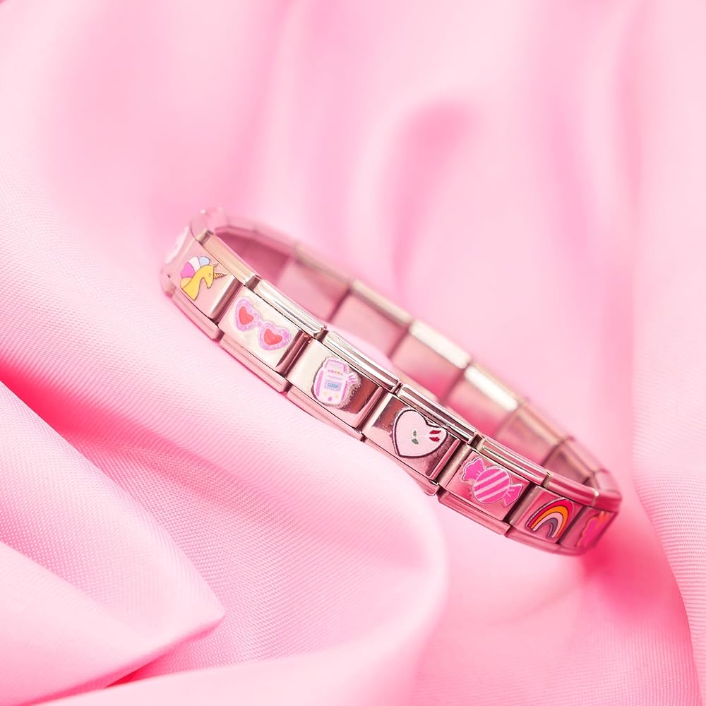 Amazon.com: Full 18 Charm Italian Charm Bracelet, Complete charm