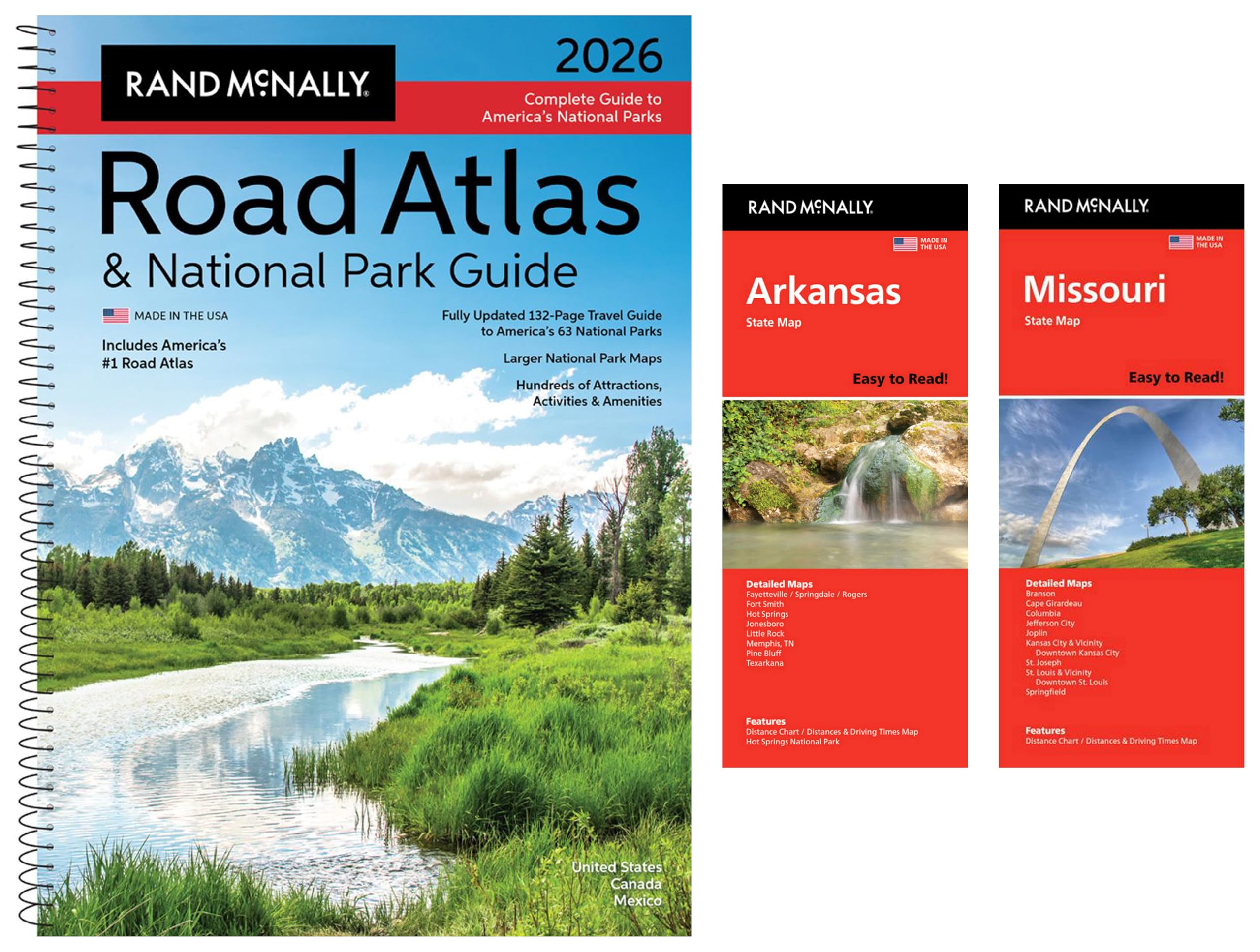 Rand McNally 2026 Road Atlas & National Park Guide with Arkansas & Missouri State Maps