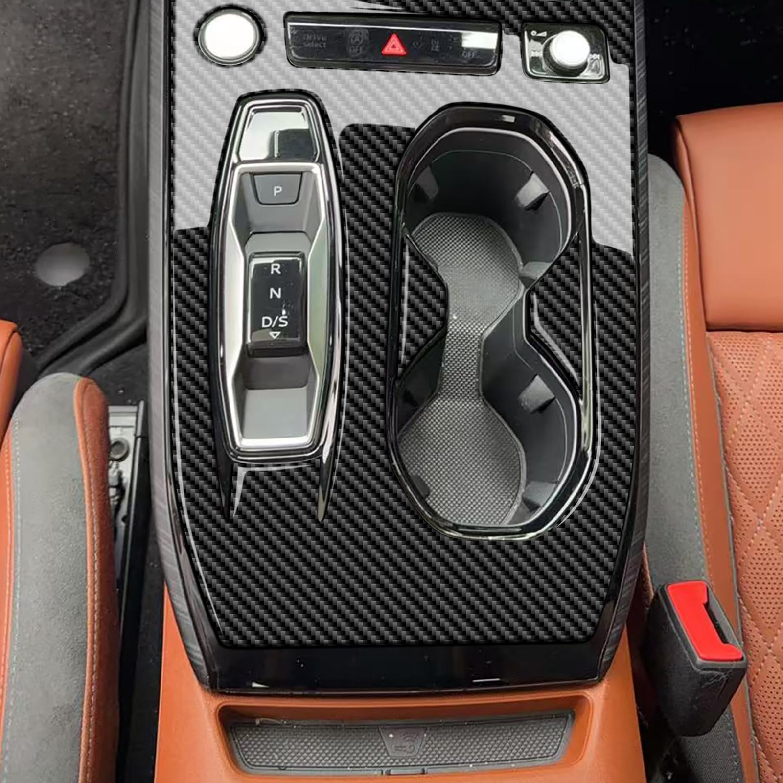 KUNGKIC Für Audi A5 S5 B10 A6 e-tron 2025 2026 Kohlefaser Auto Schalttafel Abdeckung Getrieberahmen Gangschaltung Paneel Innenraum Dekorative Zubehör,Automatikgetriebe