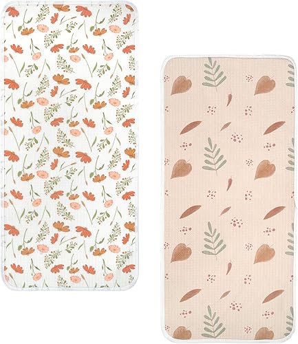 Miniatura 12 de haakaa Forro impermeable para cambiador, 100% algodón, suave y transpirable (2 piezas, 13 x 27.5 pulgadas, Dino Land+días a cuadros) Dino Land+días