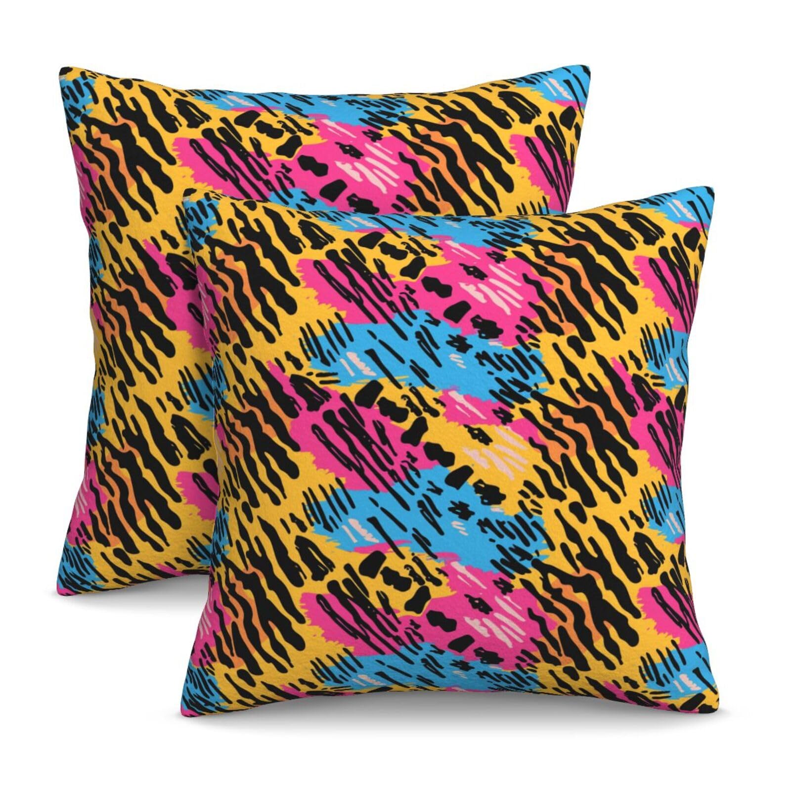 KiuLoam Vintage 90s Animal Funny Skin Print Throw Pillow Covers 18 x 18 Inch Set of 2 Outdoor