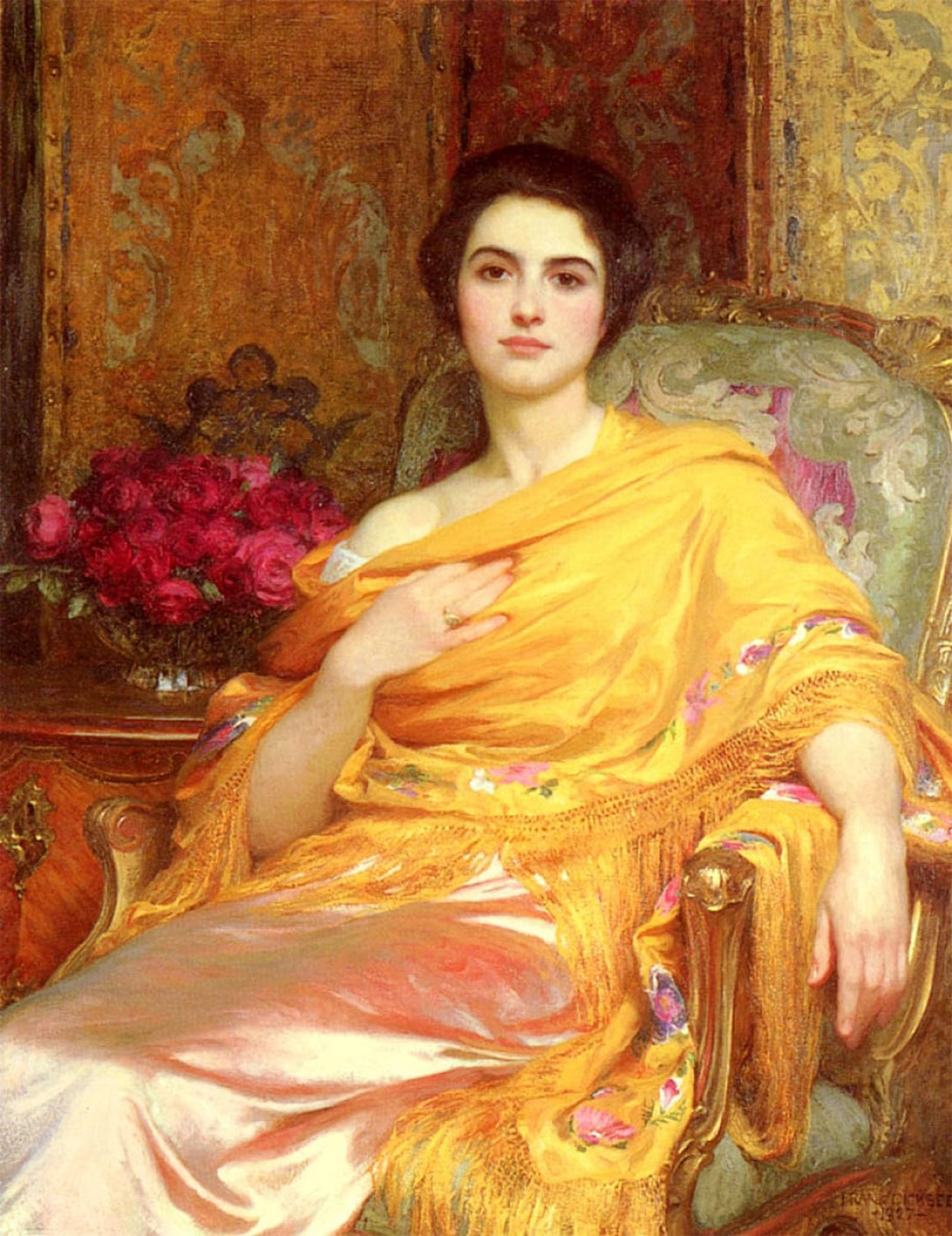 SERENDIPITP Vintage Wall Art Canvas Nordic Poster Canvas Print Picture Portrait of Elsa by Frank Dicksee Wall Art Poster for Home Decor 60x90cm