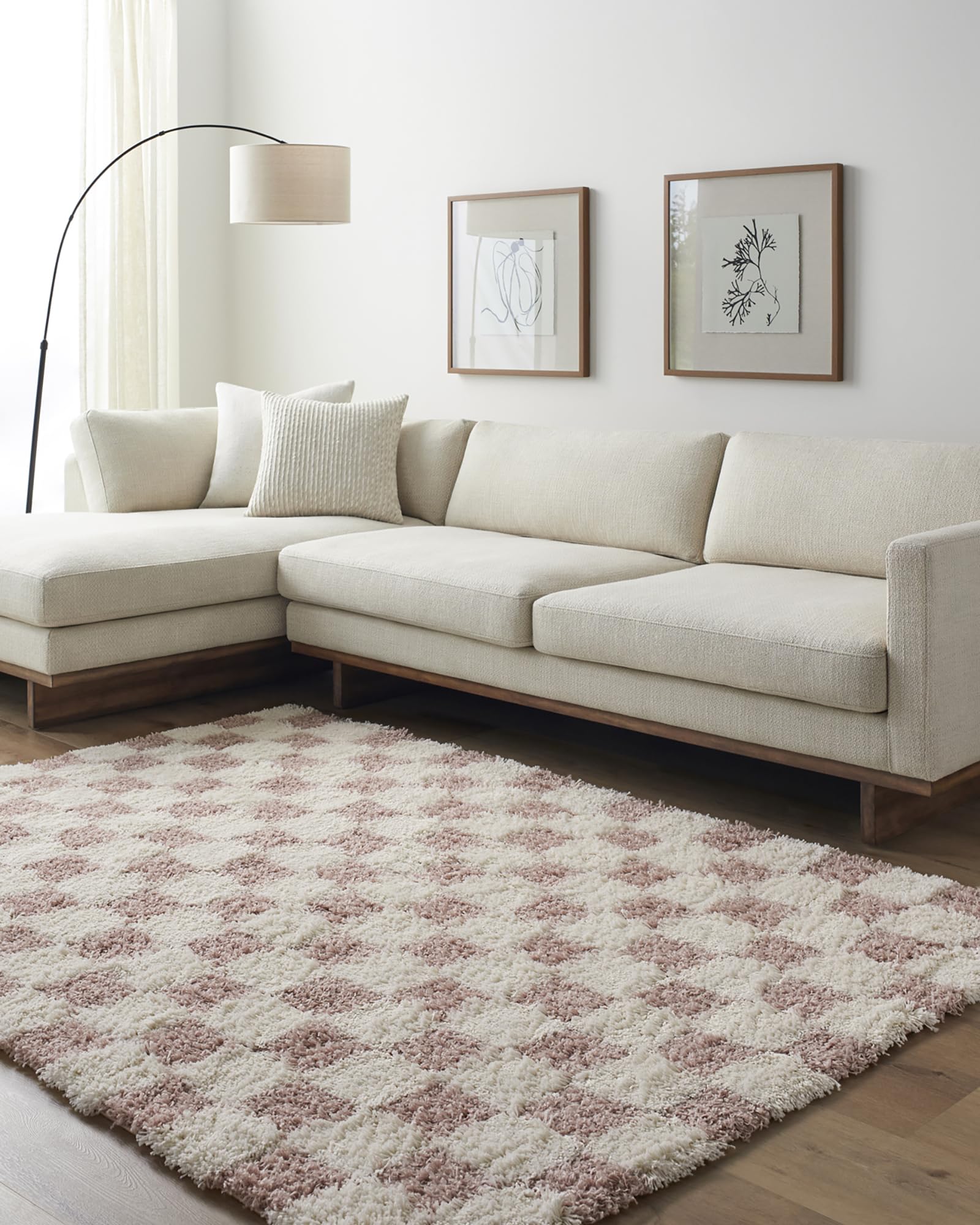 Artistic Weavers Livabliss Willa Mabini Shaggy Berber Style Floor Covering 200x290 cm – Plush Thick Pile for Living Room & Bedroom, Neutral Boho Design, Easy Care, Cream & Dusty Pink