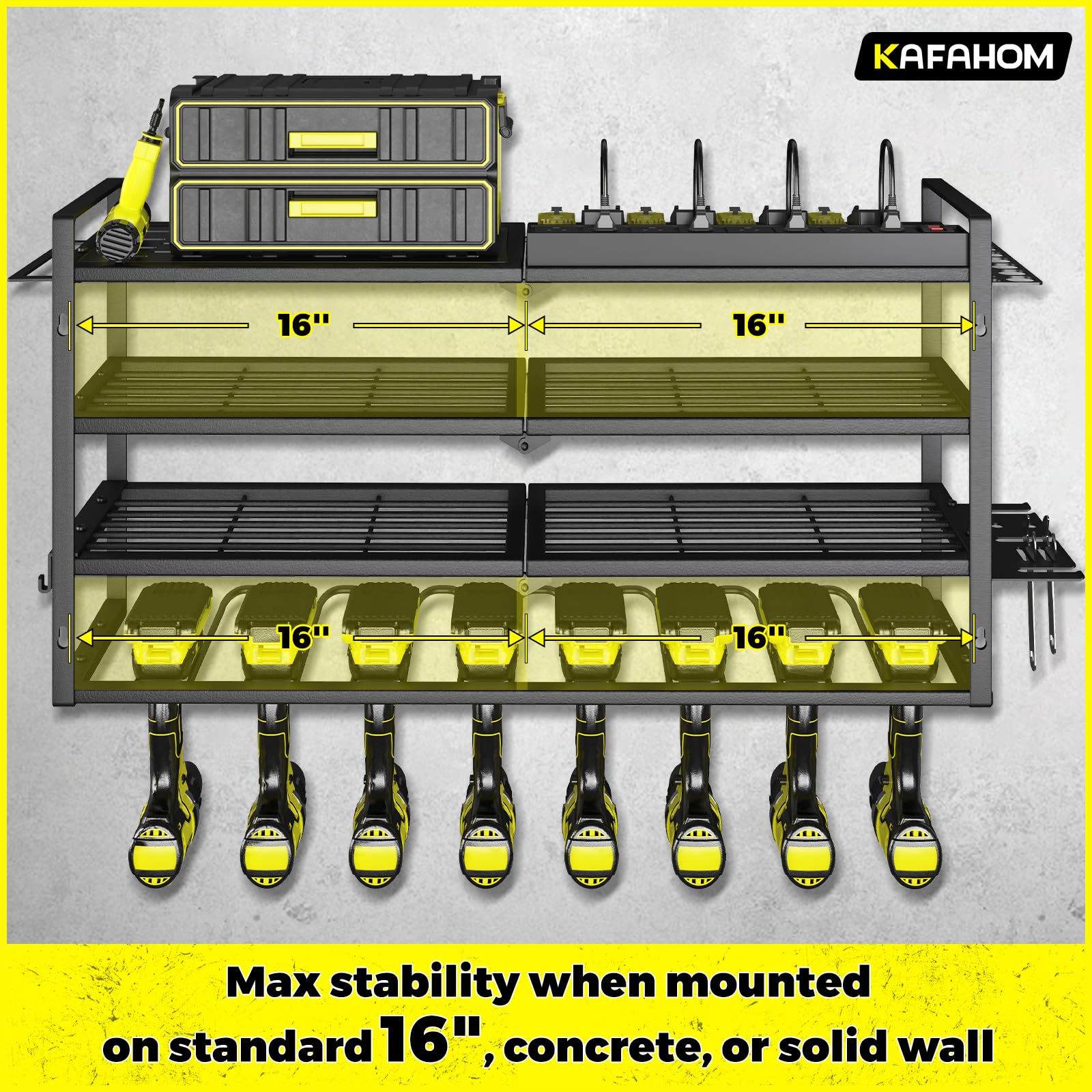Gostle Power Tool Organizer With Charging Station 4 Layers Wall Mount Drill Tools Storage Holder 6ac Outlets Rack Solution Garage Workshop Organizers - View #12