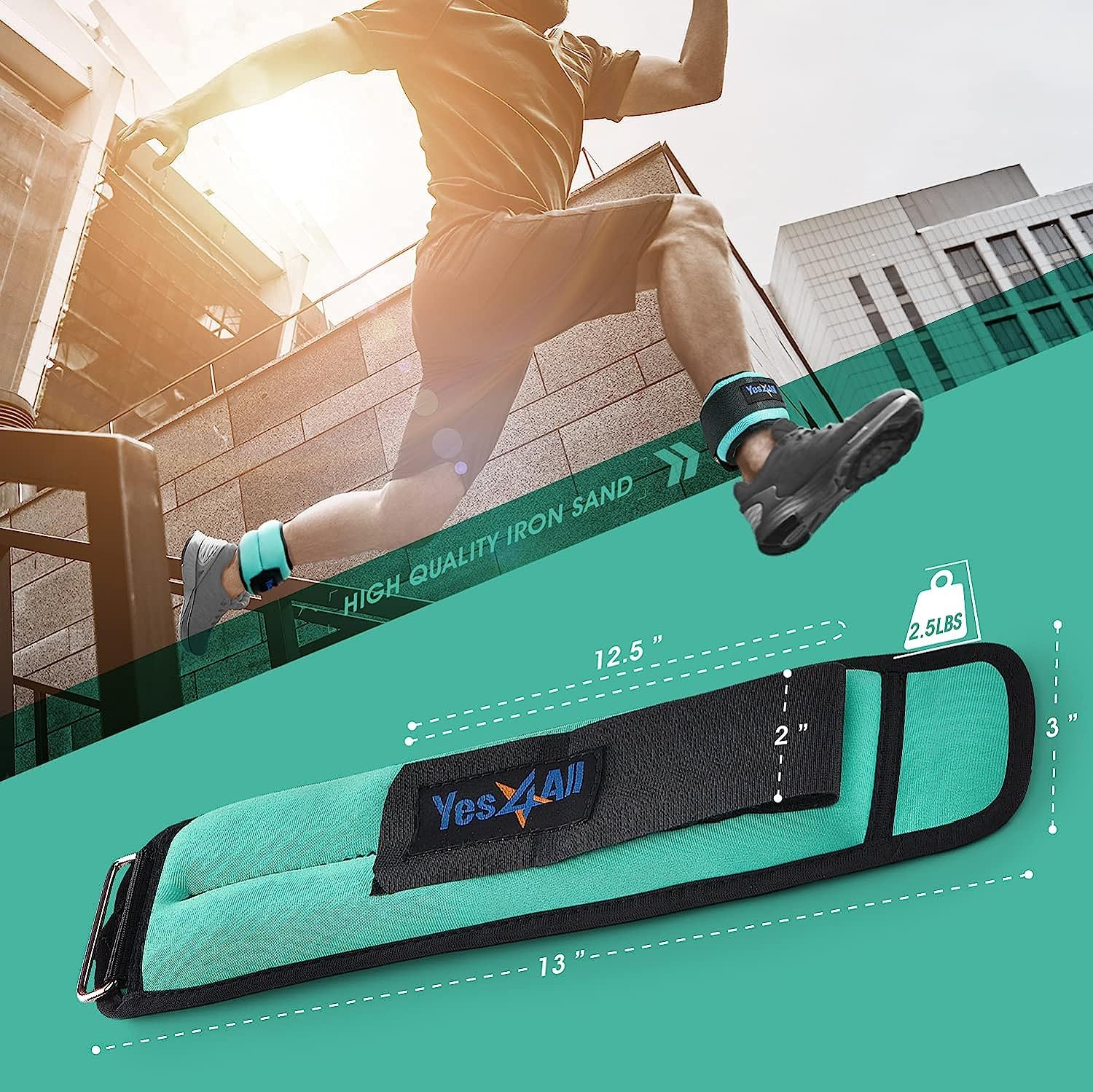 Yes4All Peso Caviglia in neoprene (0,9 kg - 4,5 kg) - Pesi unisex per la caviglia per camminare, arrampicarsi e fare ginnastica