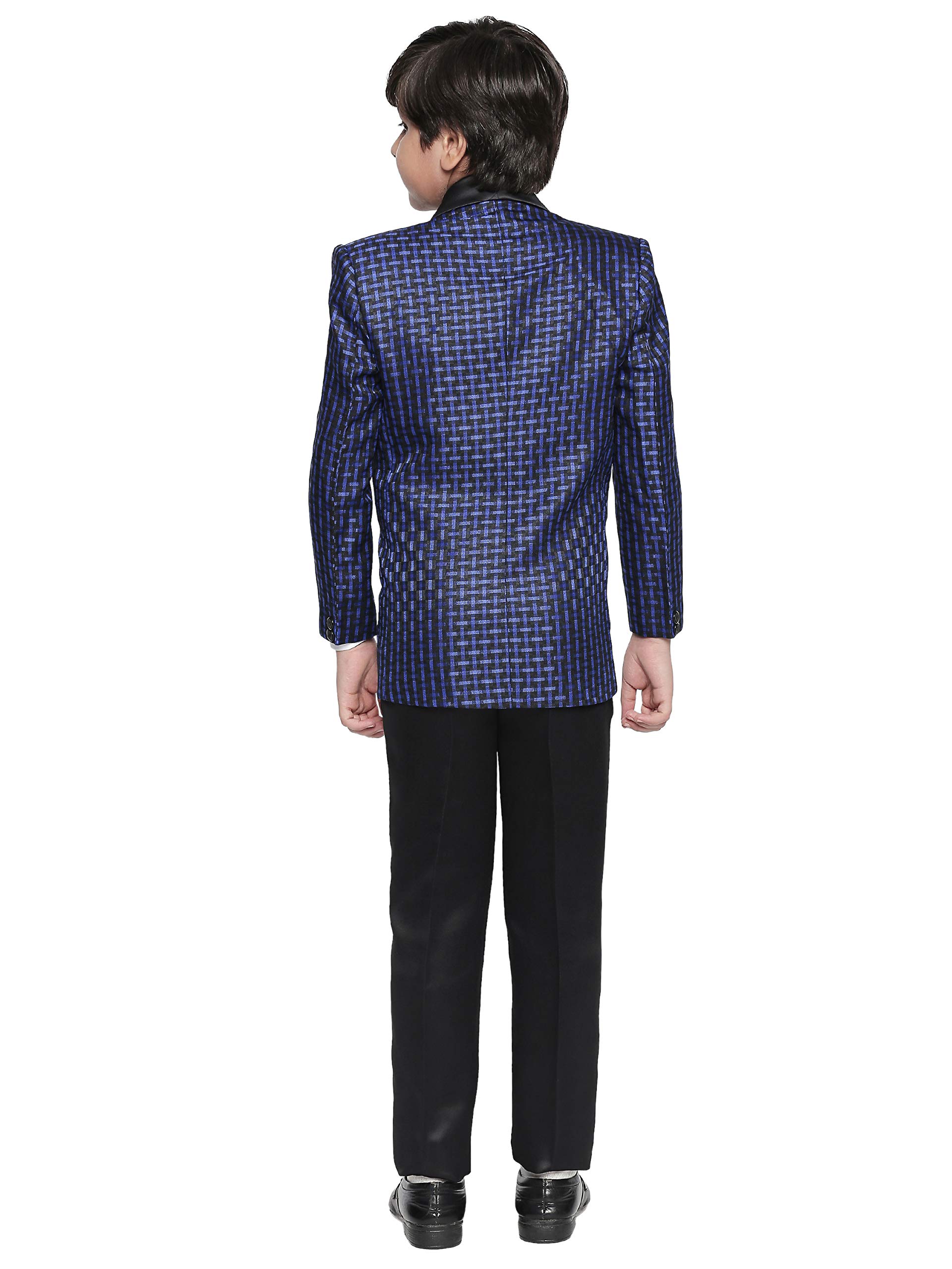 Jeetethnics Boys Navy Blue Checked Coat Suit Set with Waistcoat Shirt and Trousers (9062BJ) 1