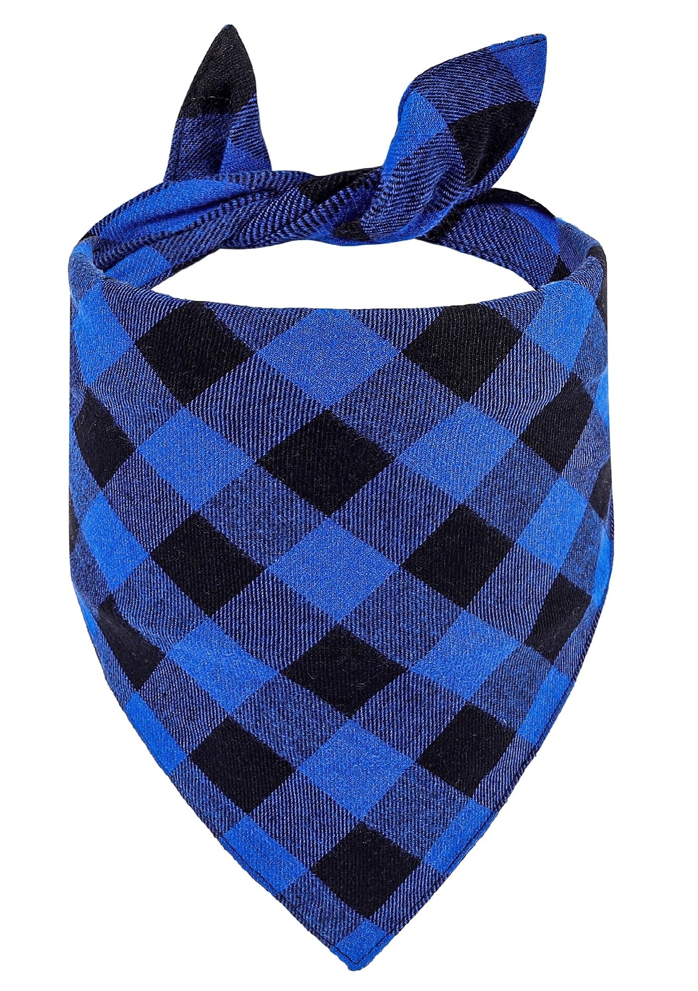 Petitebella Plaid Pet Bandana (Blue/Black, Medium)