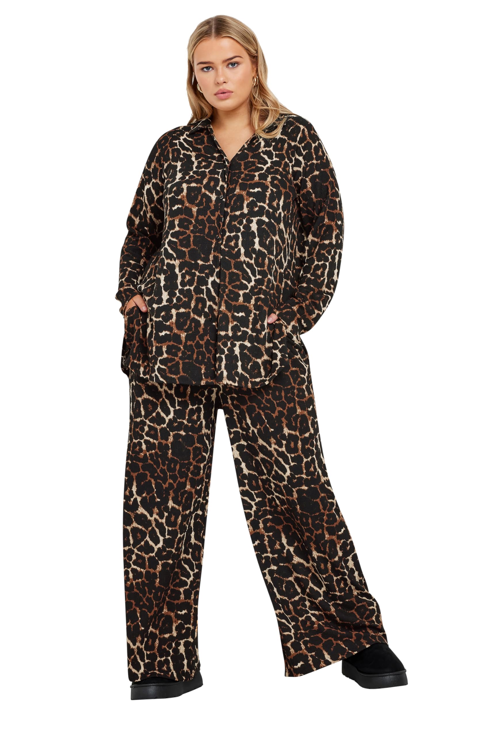 Yours Women's Leopard Print Shirt in Brown | Size: 30-32