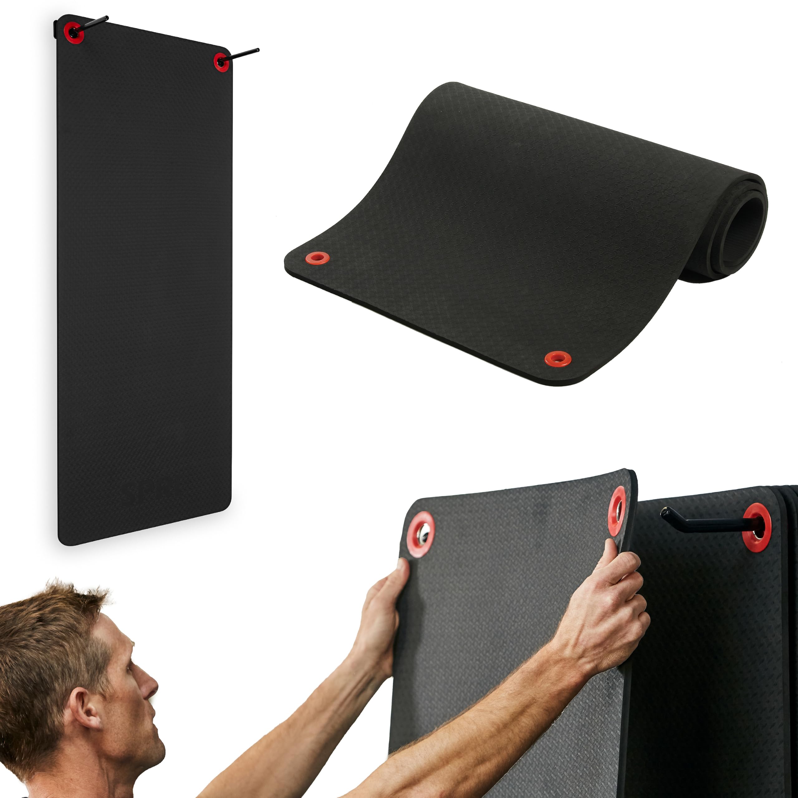 SPRI Hanging Exercise Mat, Fitness & Yoga Mat for Group Fitness Classes, Commercial Grade Quality with Reinforced Holes, 56" L x 23" W x 5/8" Thick