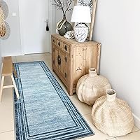 Vista 10 de Lahome Alfombra Moderna Abstracta para Corredor, Lavable Azul 2.5x10, Alfombra de Cocina Antideslizante de 10 Pies, Corredores para Pasillos