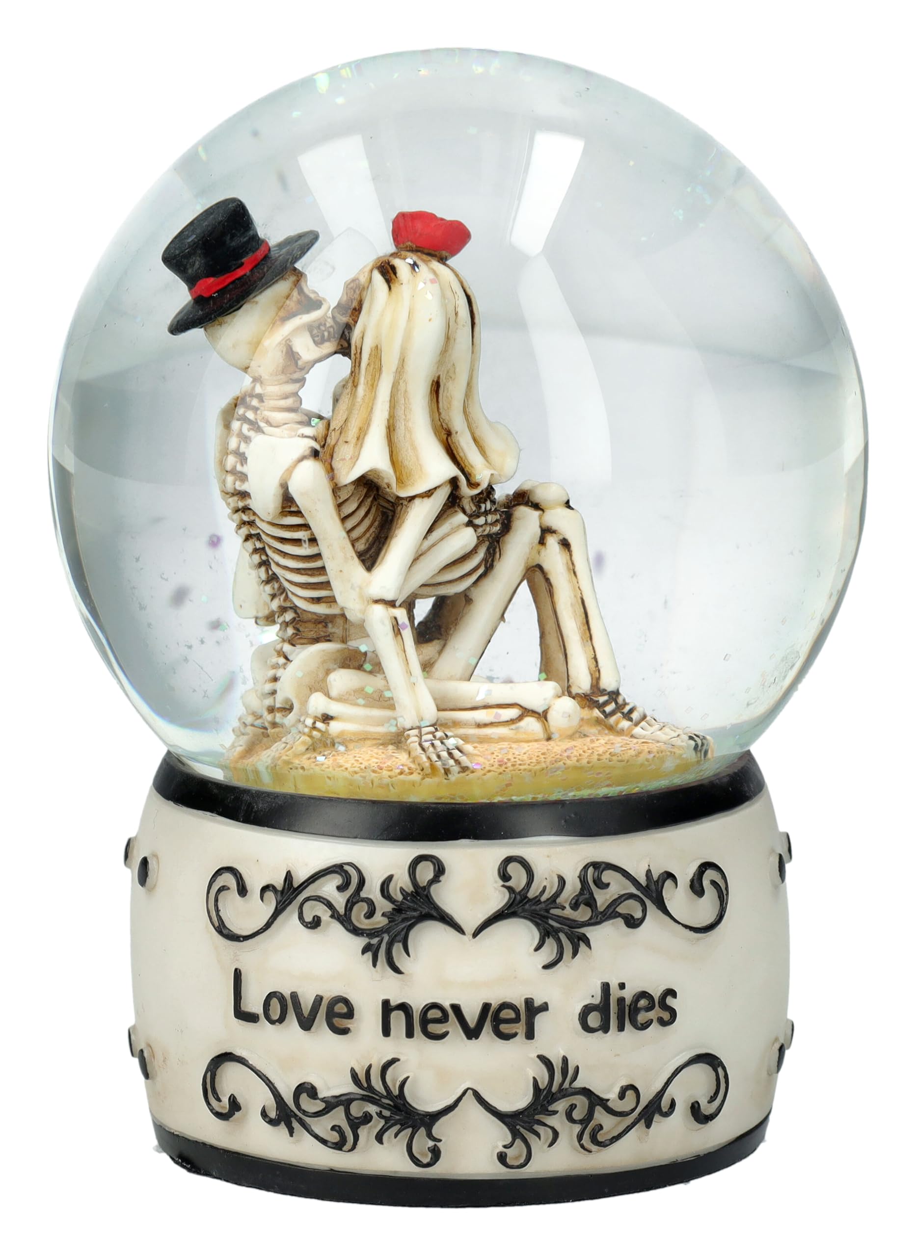 Pacific Giftware Boule à neige romantique - Motif couple de mariés - 13,5 cm - Love Never Dies - Décoration gothique - Amour - Figurine de Saint-Valentin