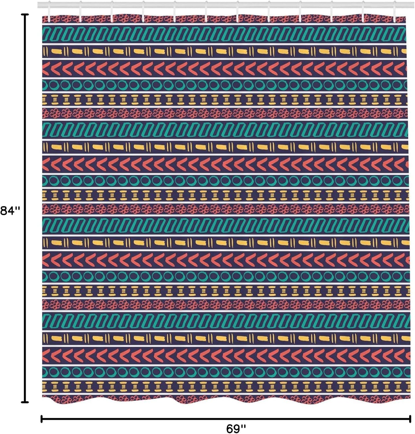 Ambesonne Striped Shower Curtain, Style Pattern Geometric Trippy Forms Art Print, Cloth Fabric Bathroom Decor Set with Hooks, 69" W x 84" L, Multicolor