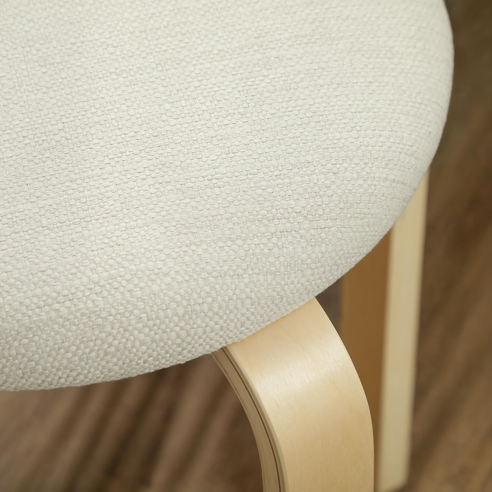 HOMCOM Esszimmerhocker 4er Set Stapelhocker für Esszimmer Cremeweiß | Aus Birkensperrholz, Hocker mit Leinenoptik, Küchenhocker, Polsterhocker, Wohnzimmer