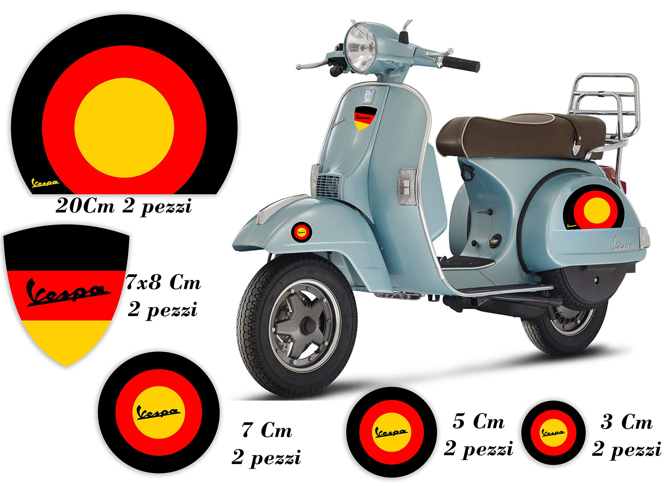 Buy Motorbike Stickers VESPA GERMAN GERMANY Helmet Circles Scudetto Logo Kit Piaggio