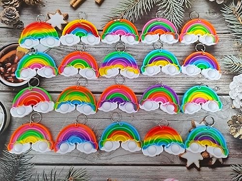 Miniatura 3 de Paquete de 24 juguetes para ansiedad a granel con forma de arco iris para adultos y niños, suministros de fiesta de cumpleaños y premio de burbujas