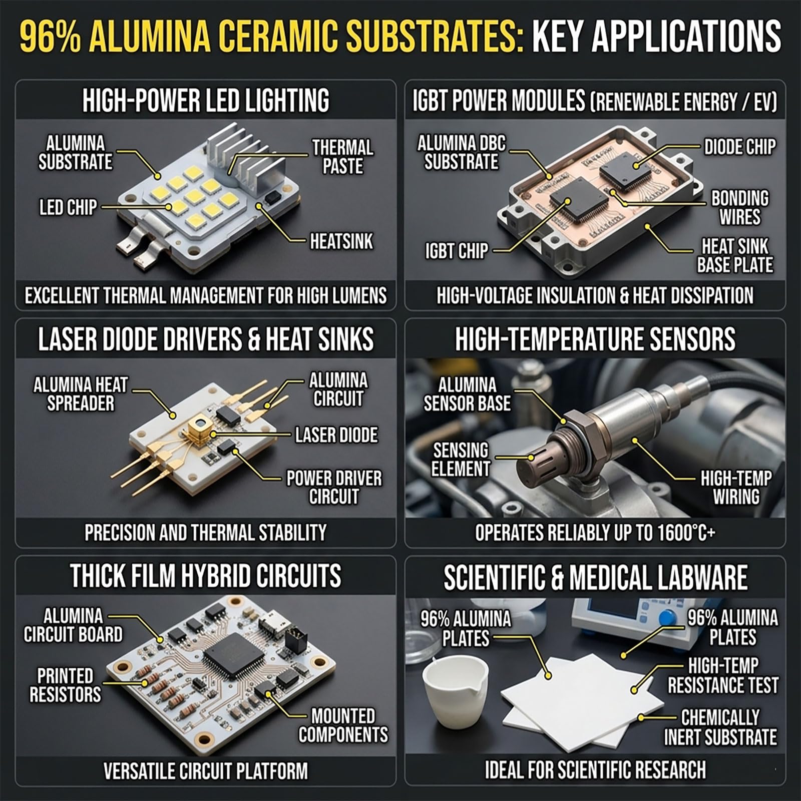 96% Aluminiumoxid-Keramiksubstrat, Extra Große Al2O3-Platte für Leistungsmodule, Hochwärmeleitende Korundplatte für Hochfrequenzgeräte & Optische Systeme,138×190×0.25mm