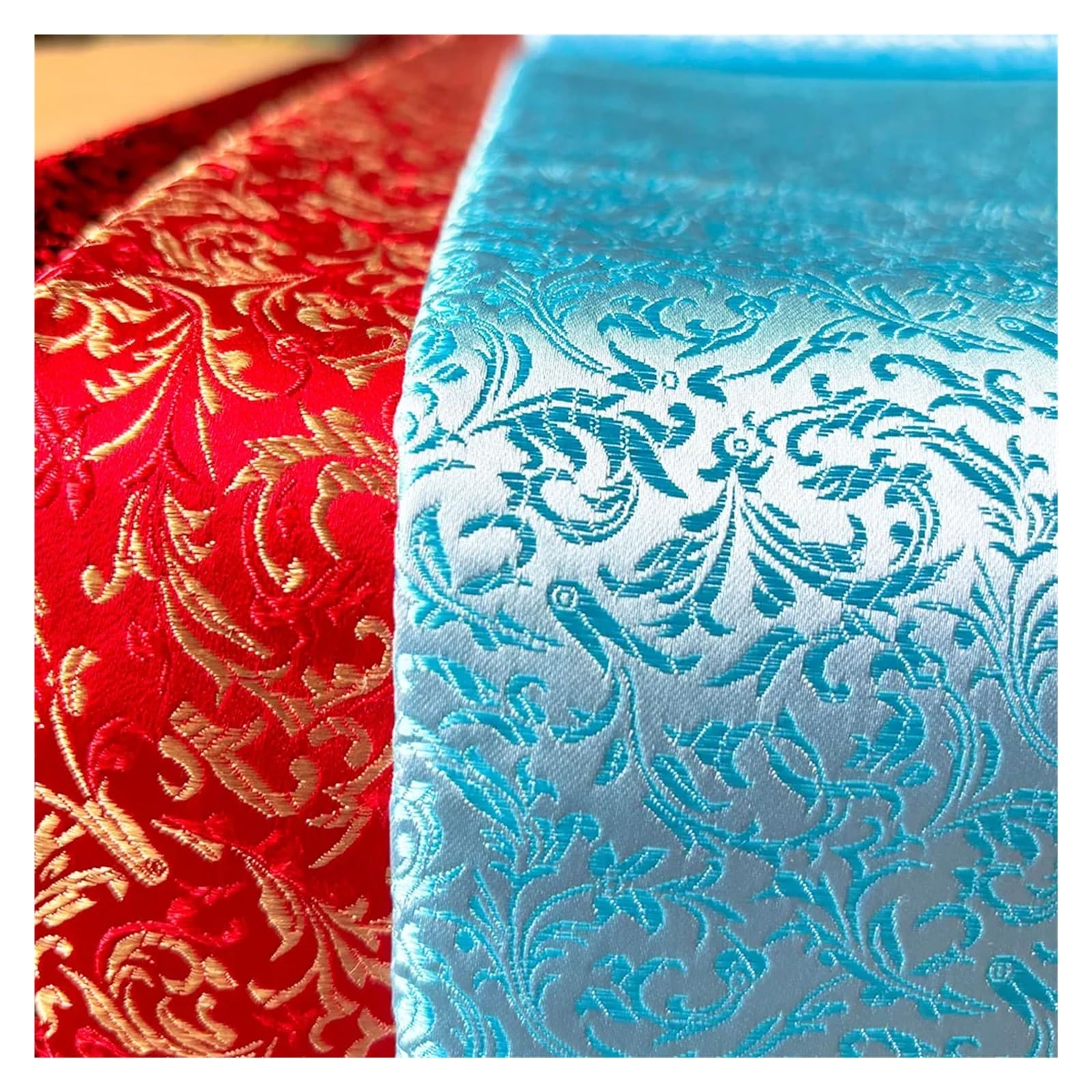 Tkanina satynowa z jedwabiu Satynowa żakardowa tkanina adamaszkowa na sukienkę Kimono Cheongsam Szycie torby DIY Multicolor 2 rozmiary(Glod,100cmx75cm)