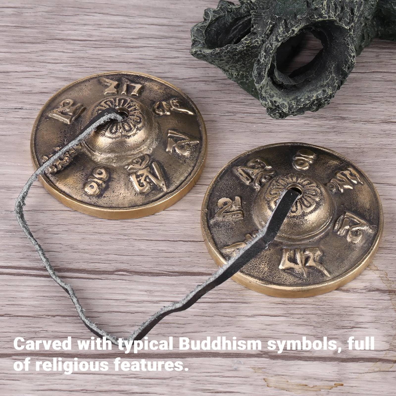 Piatti Tibetani Tingsha, Campanelli in Ottone Sanscrito Per Meditazione, Campanelli Per Dita in Ottone Per Musical Buddista