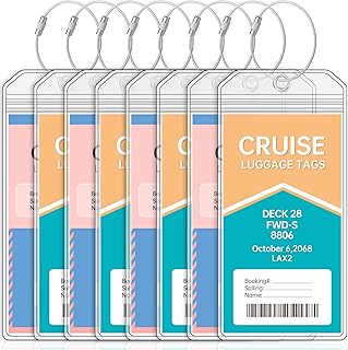 Etiquetas de bagagem Acer Teskyer 8 Piezas Cruceros Etiqueta mala viagem, Compatible con P&O, Princess, Carnival,