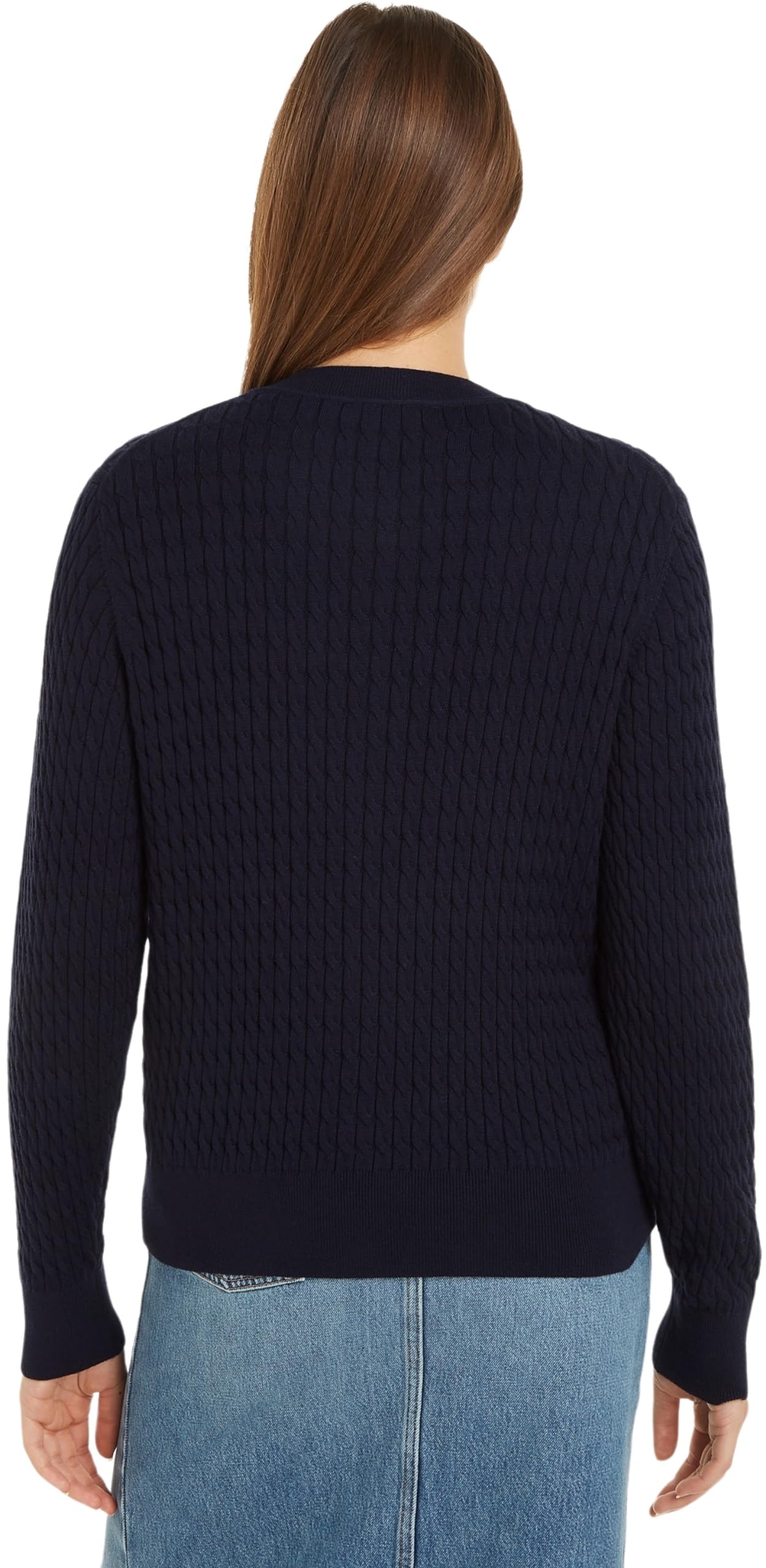 Tommy Hilfiger Donna Giacca in Maglia Cardigan Motivo a Trecce