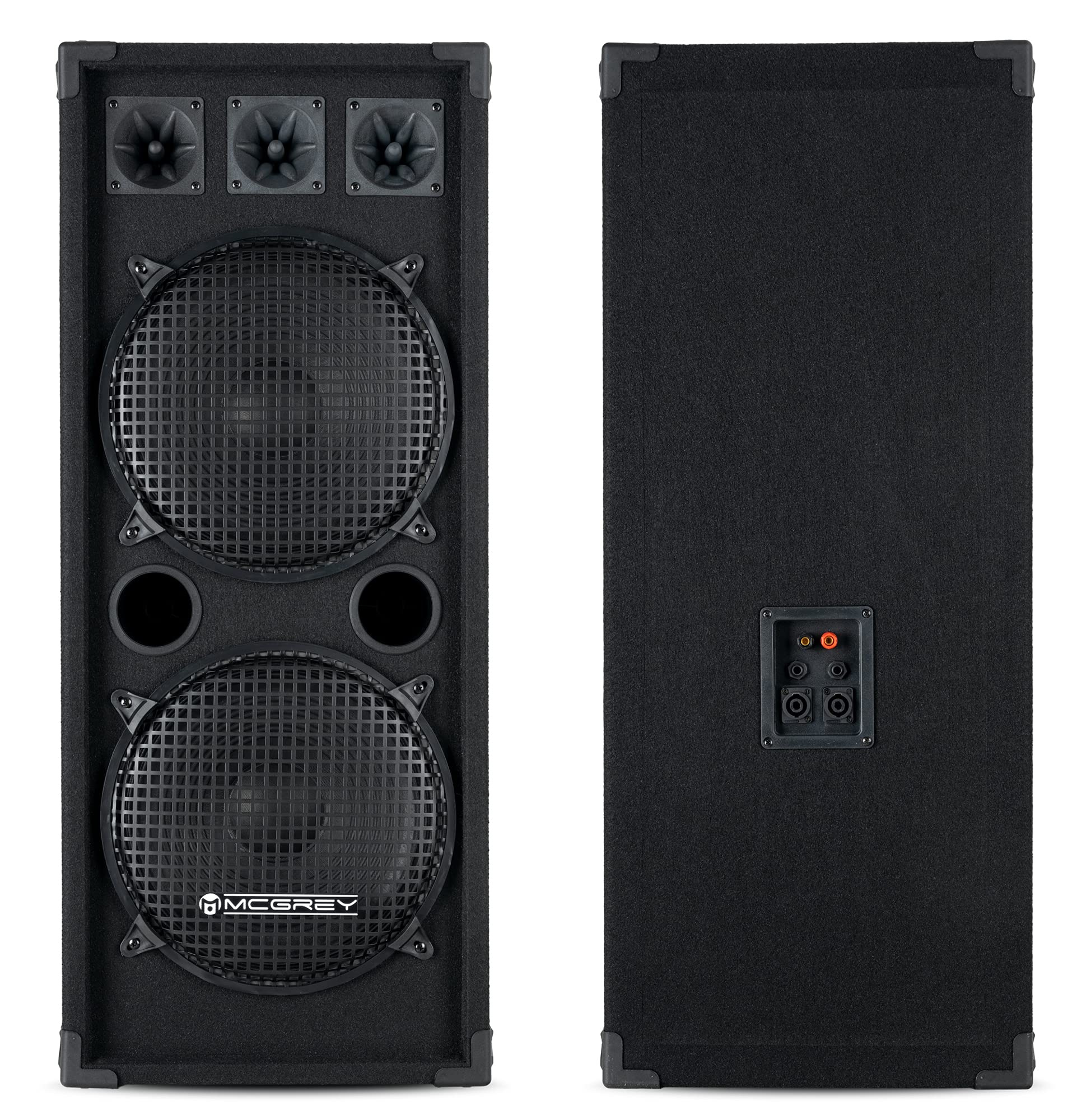 McGrey Paar DJ-2222 2-Etagen DJ PA Lautsprecher Box 2X 30cm (12“) Subwoofer 2000W (Passiv, 2-Wege System, Holzgehäuse)