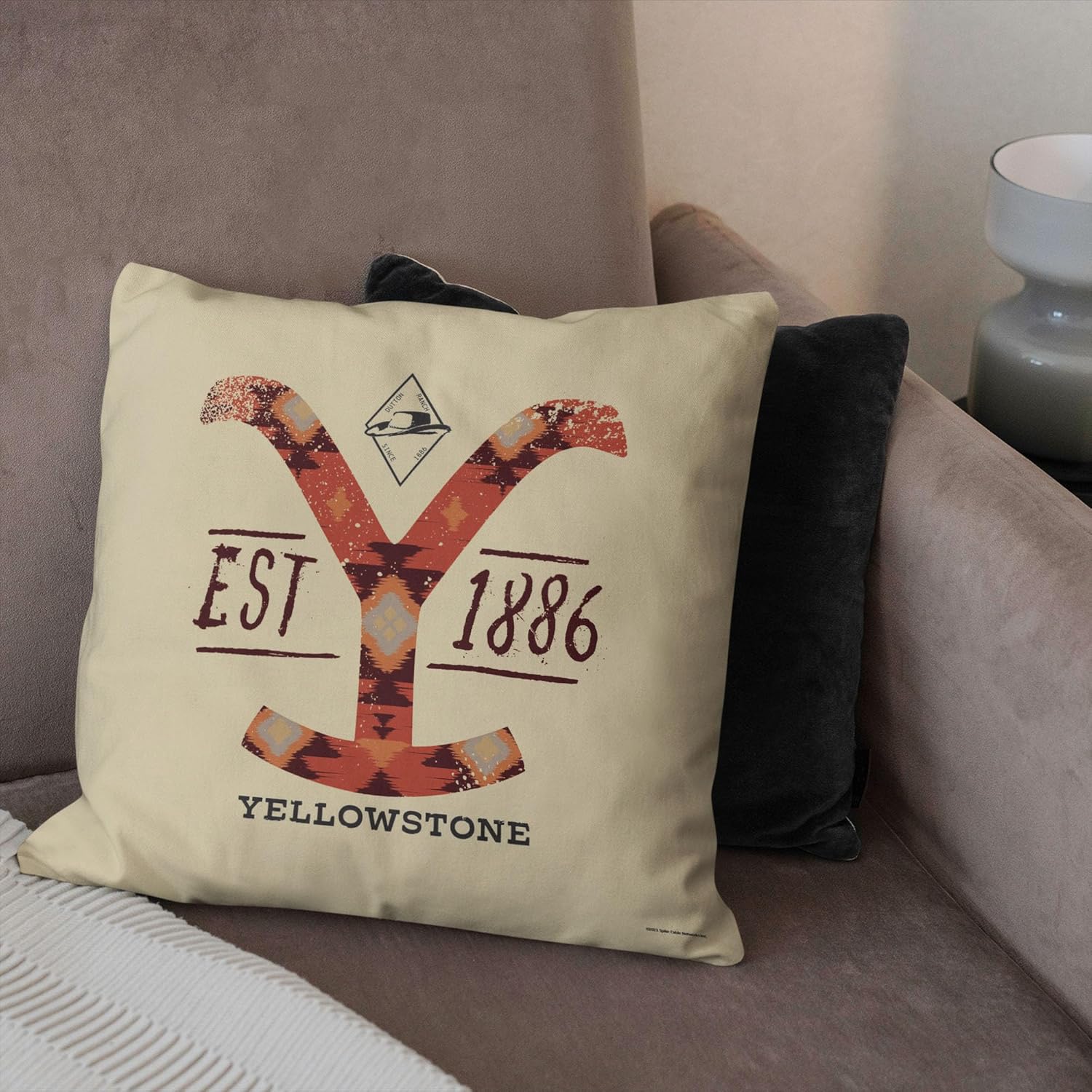 NORTHWEST Paramount Yellowstone Throw Pillow, Est 1886, 18 x 18 inches