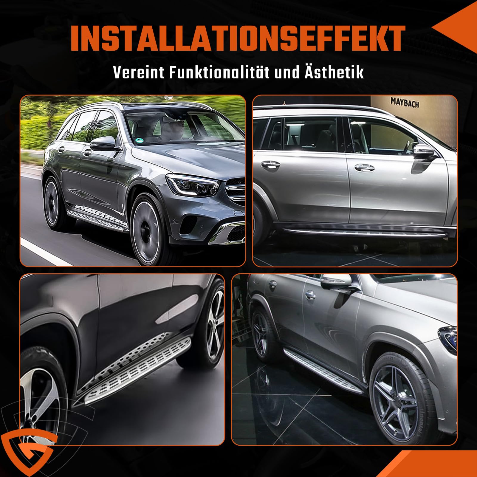 Trittbretter Seitenbrett Set Kompatibel mit Mercedes Benz GLE W167 V167 2019-2024, Belastbar bis 360KG, Seitenschweller mit Halterung, Aluminium Schweller, rutschfest, robust, Links & Rechts